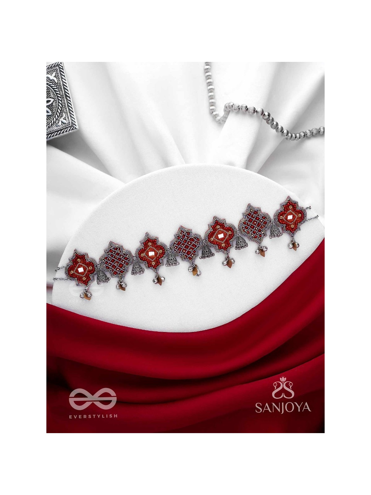 Sulohit - The Sangria Serenade - Beads And Dabka Hand Embroidered Choker Neckpiece