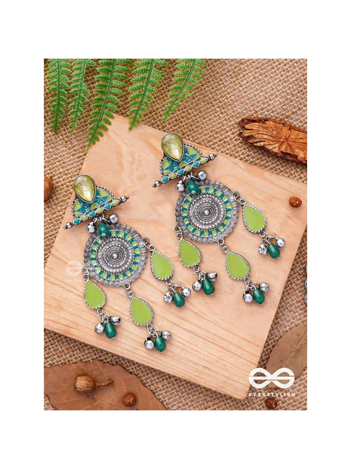 The Silky Meadows - Enamelled Oxidised Earrings