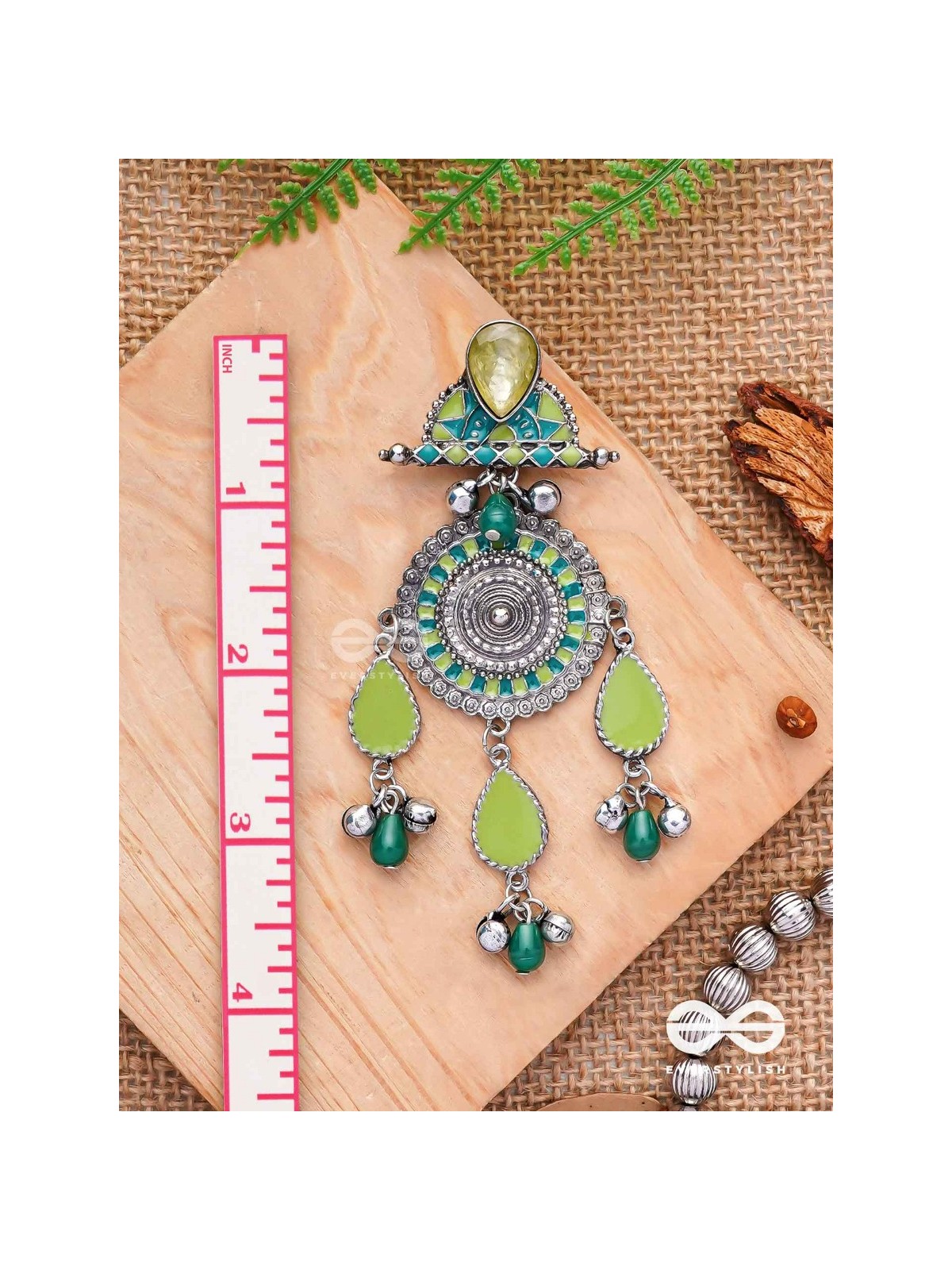 The Silky Meadows - Enamelled Oxidised Earrings