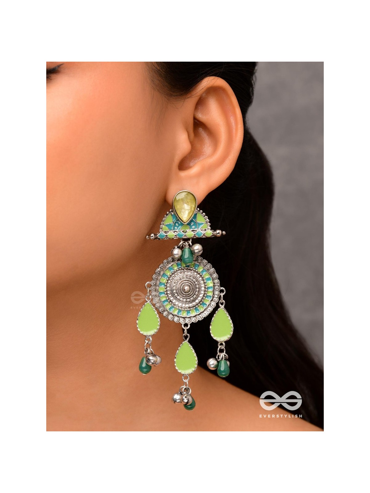 The Silky Meadows - Enamelled Oxidised Earrings