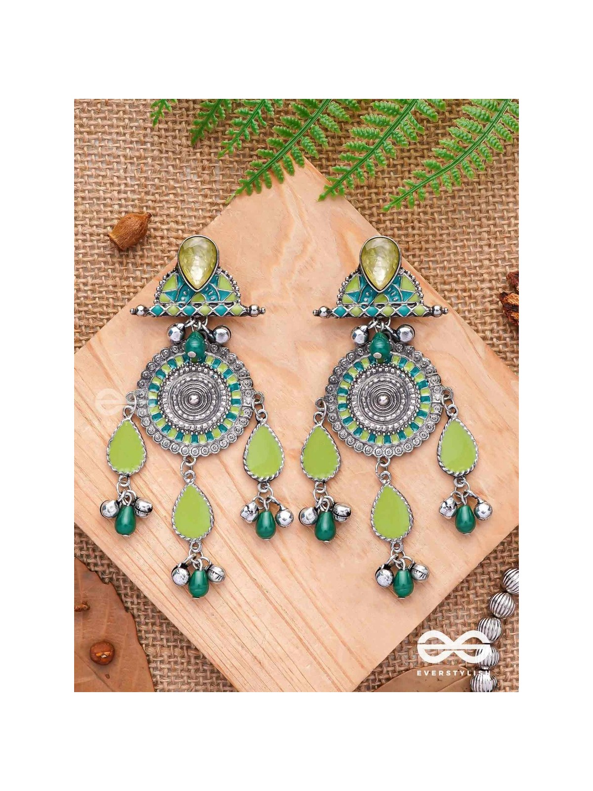 The Silky Meadows - Enamelled Oxidised Earrings