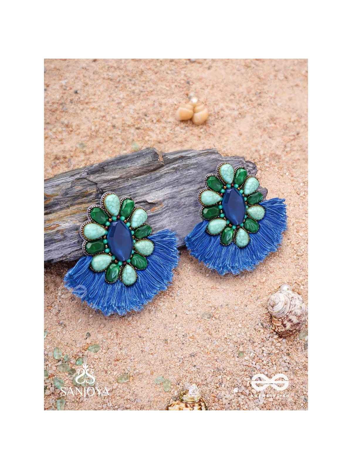 Dhrishu - The Deep Hues - Stones, Beads And Resham Hand Embroidered Earrings