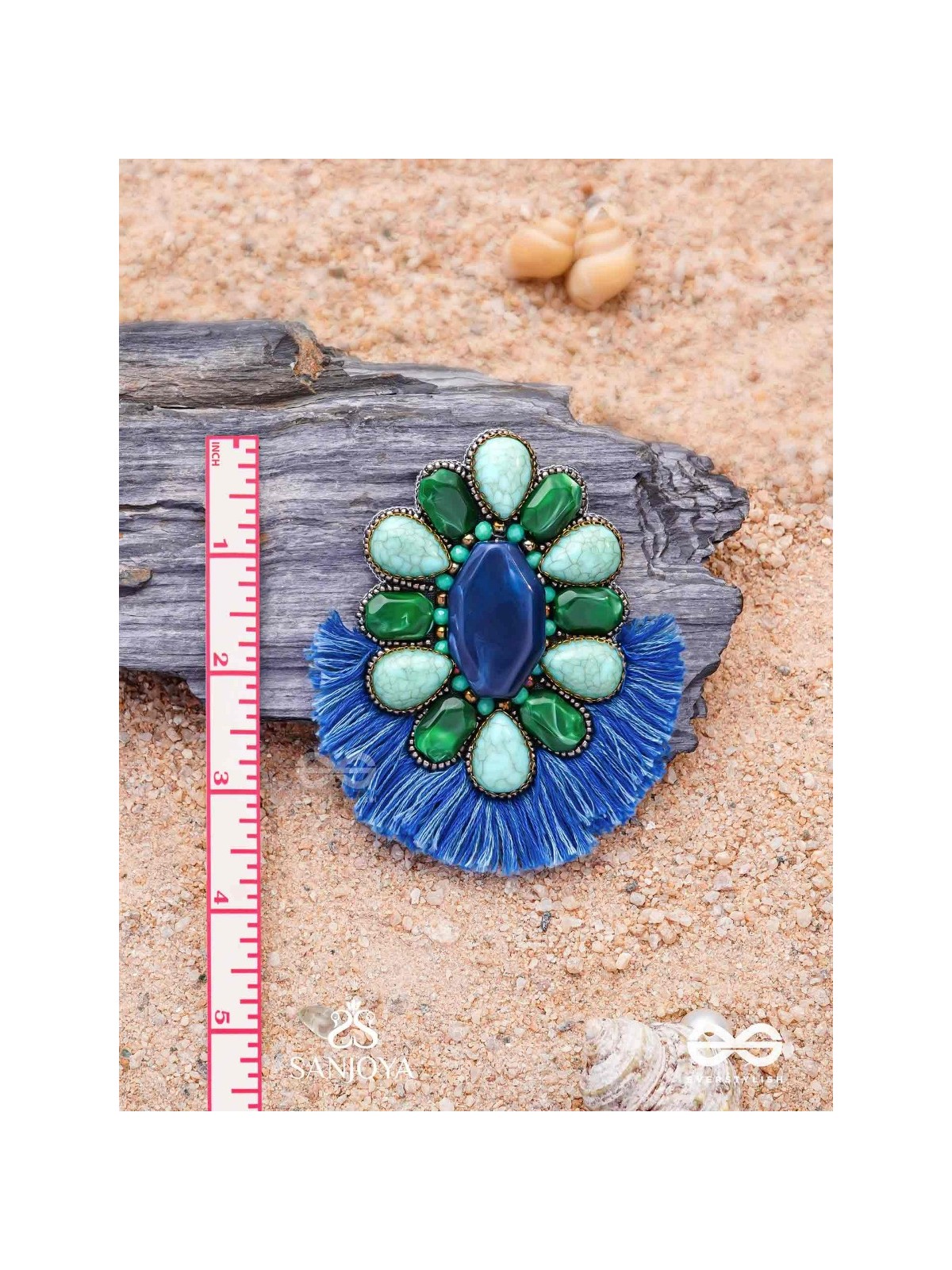 Dhrishu - The Deep Hues - Stones, Beads And Resham Hand Embroidered Earrings