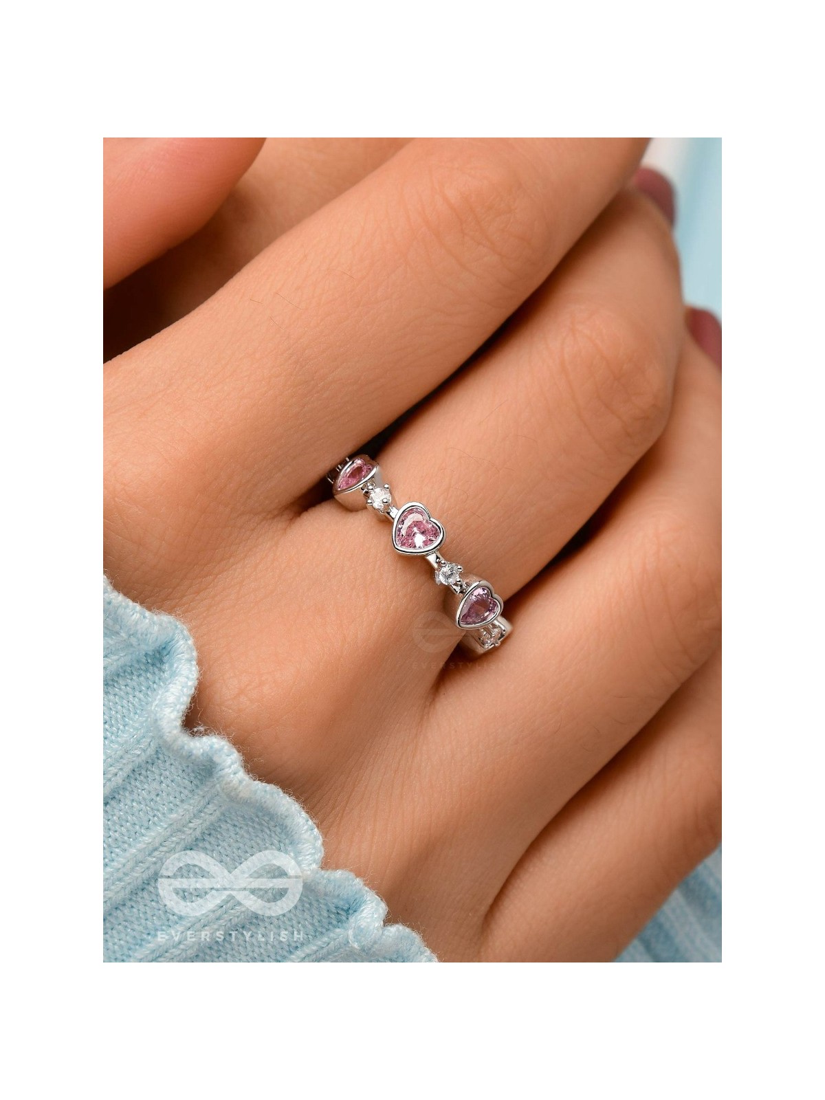 Mi Amor - Silver Embellished Ring (Adjustable)