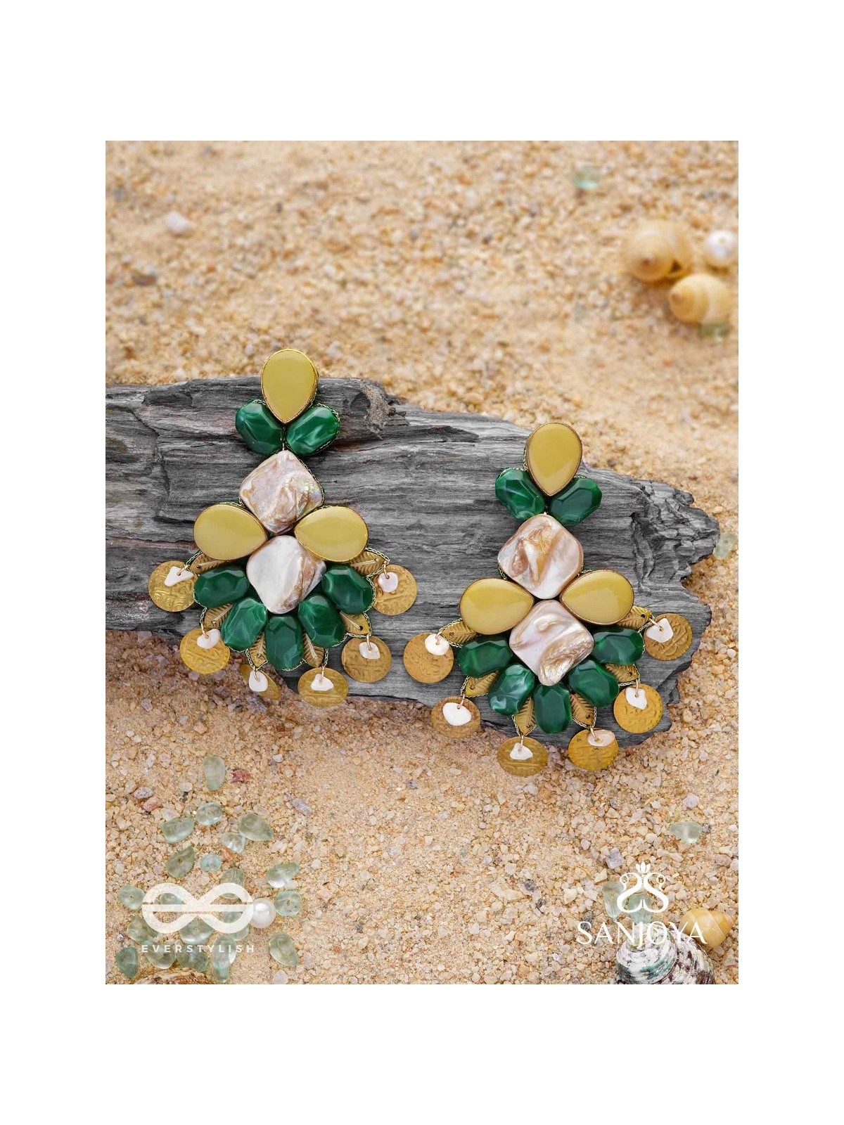 Haritaye - The Mint Melody - Stones And Coins Earrings