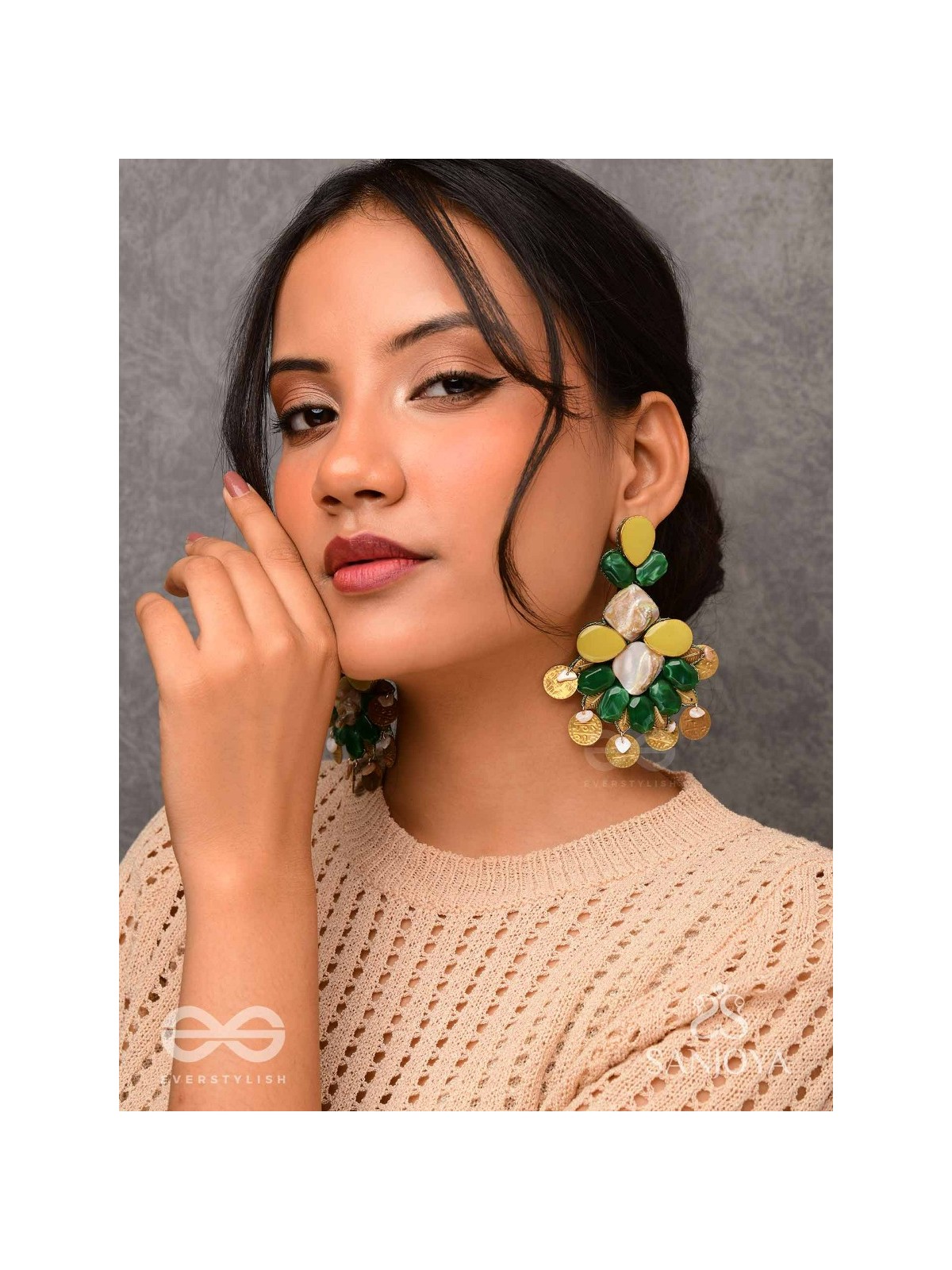 Haritaye - The Mint Melody - Stones And Coins Earrings