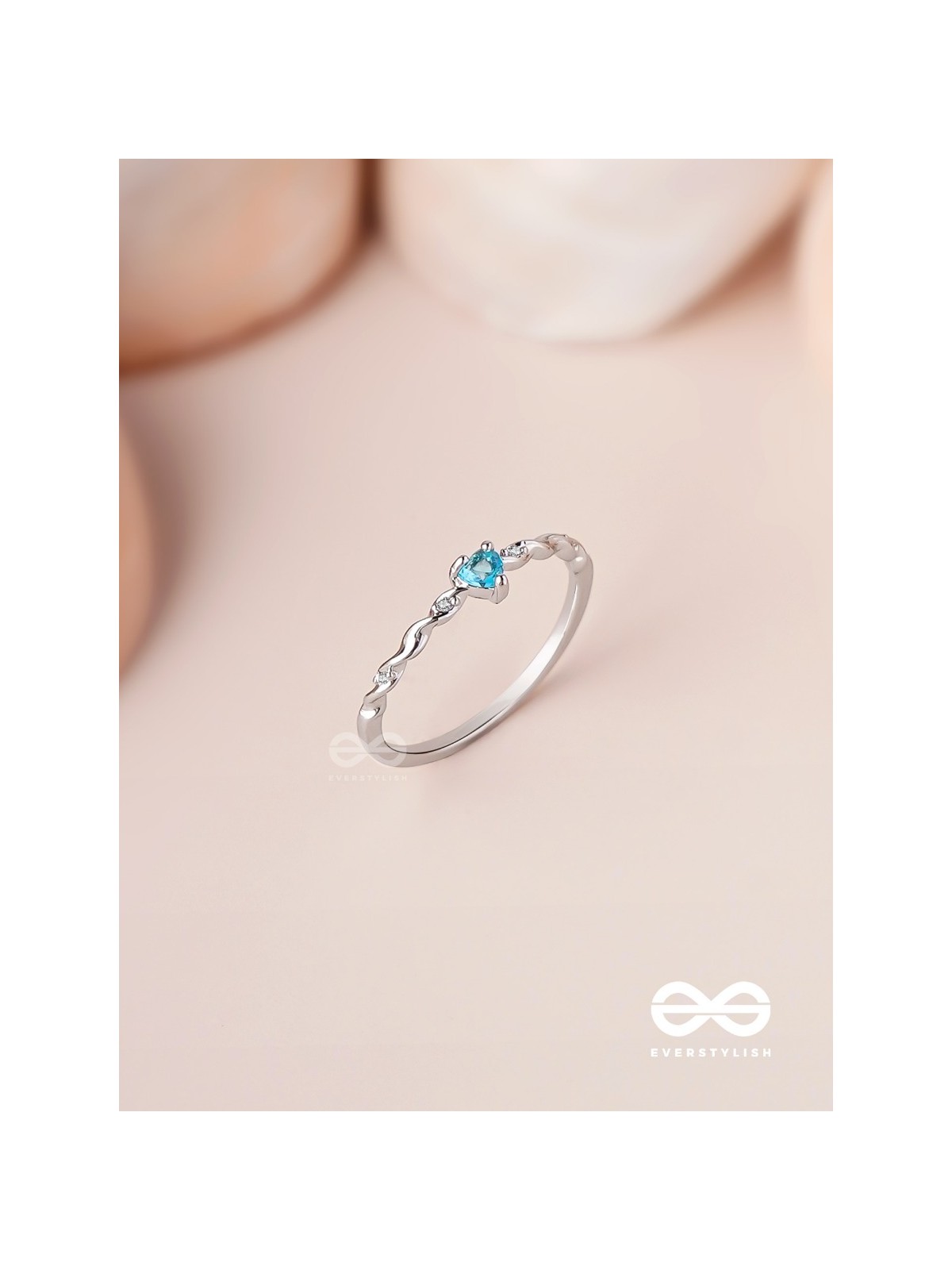 The Teal Prism - Silver Cubic Zirconia Ring