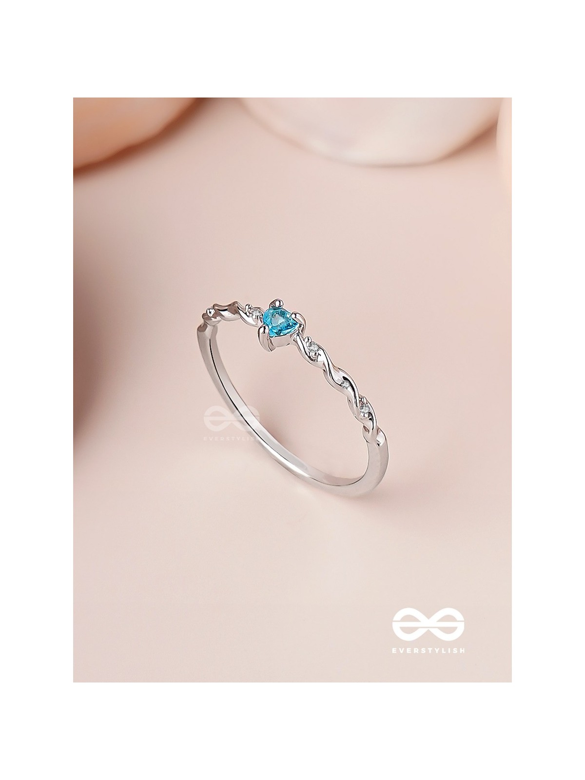 The Teal Prism - Silver Cubic Zirconia Ring