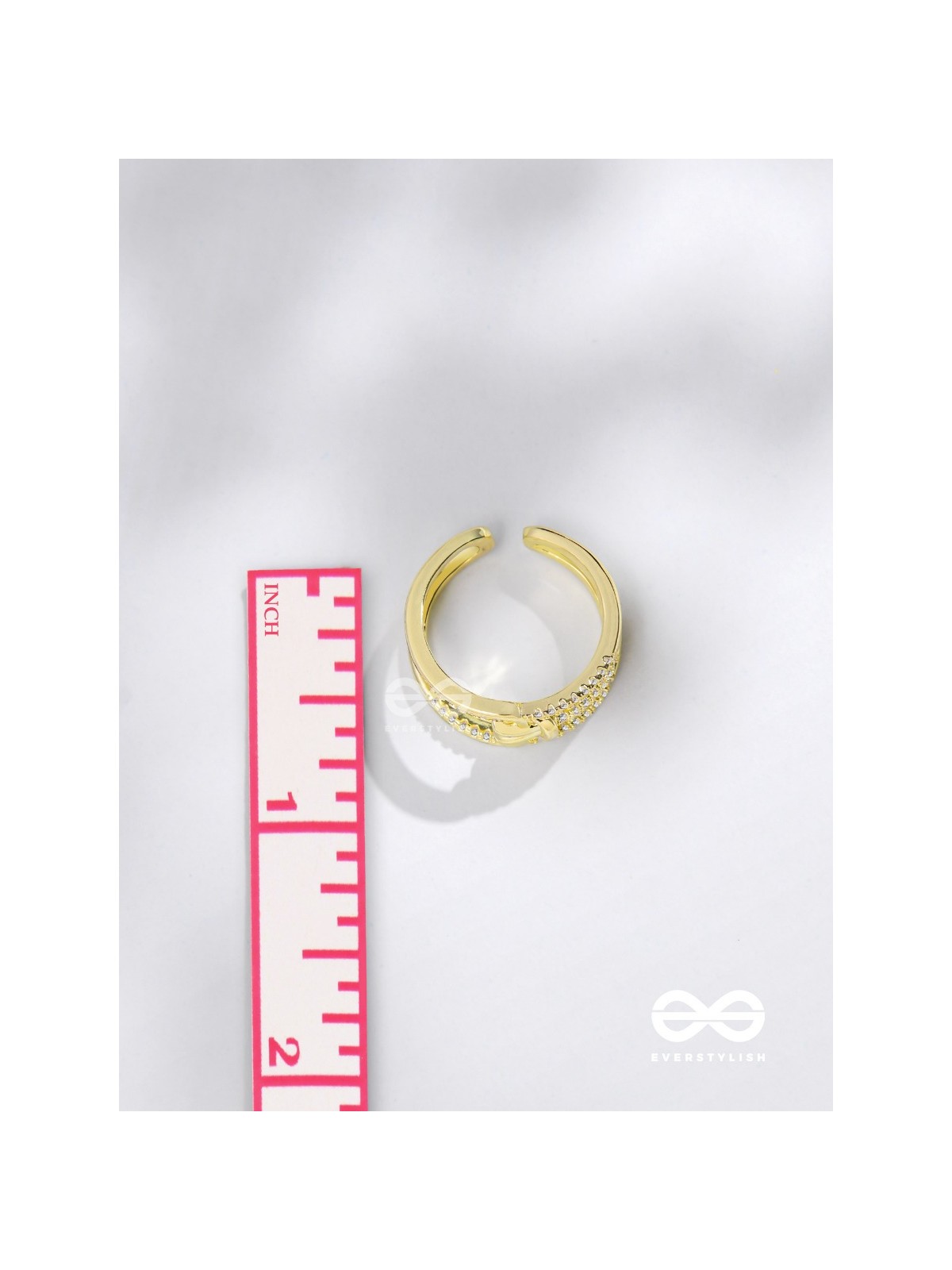 The Cherished Bonds - Golden Cubic Zirconia Ring (Adjustable)