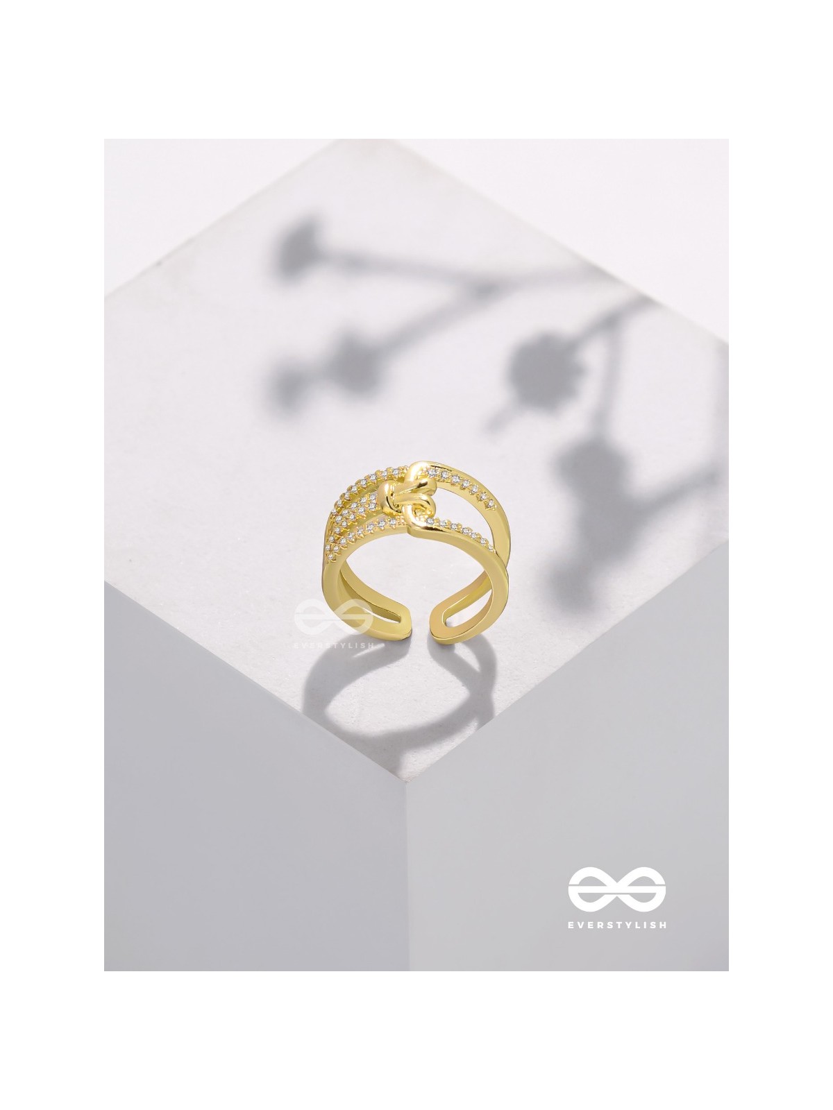 The Cherished Bonds - Golden Cubic Zirconia Ring (Adjustable)