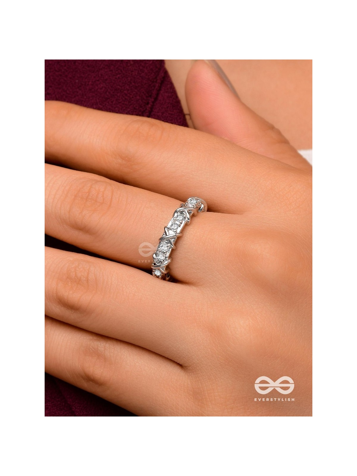 The Winter Frost - Silver Cubic Zirconia Ring (Adjustable)