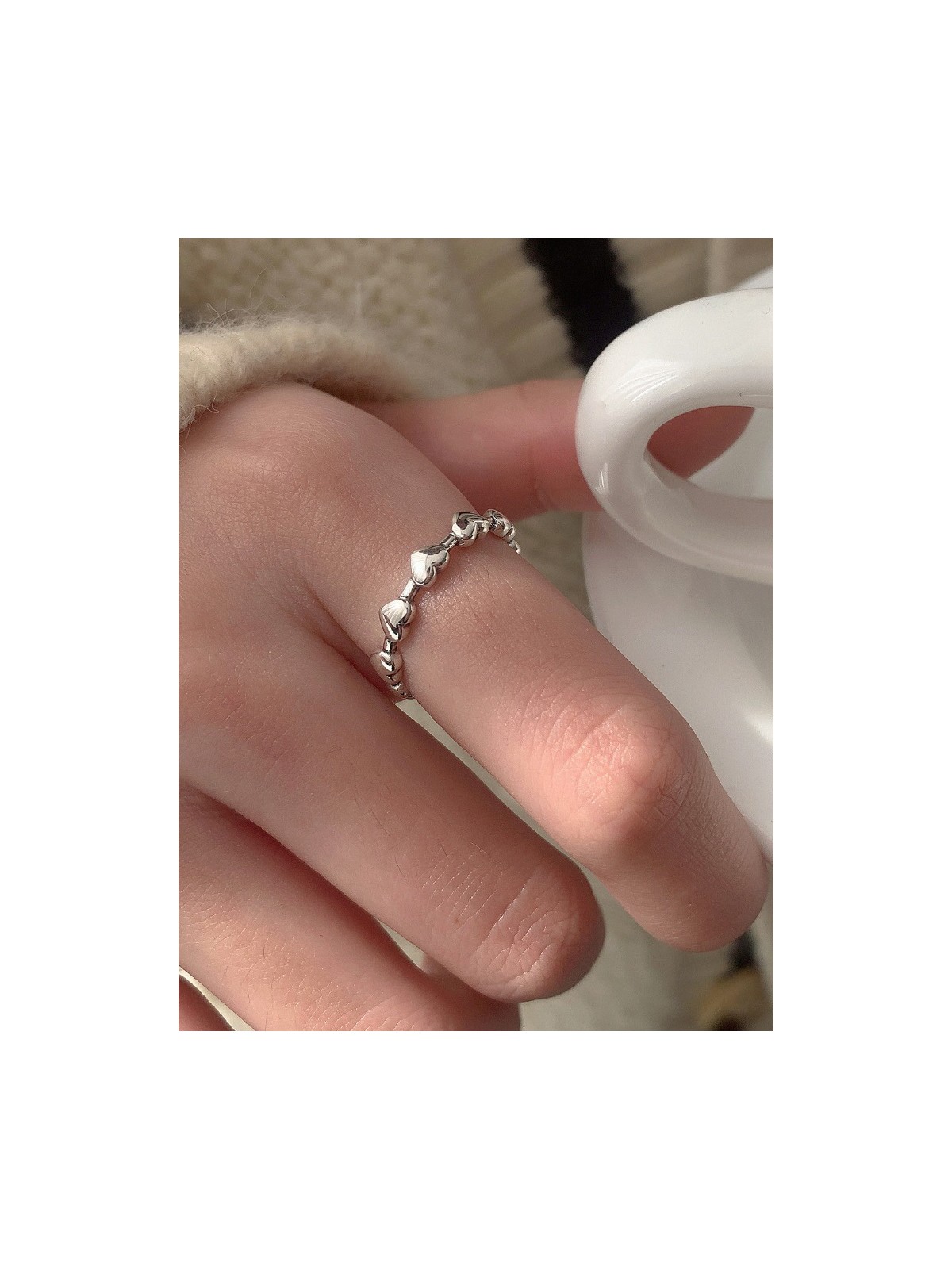 The Stereo Hearts - Silver Ring (Adjustable)