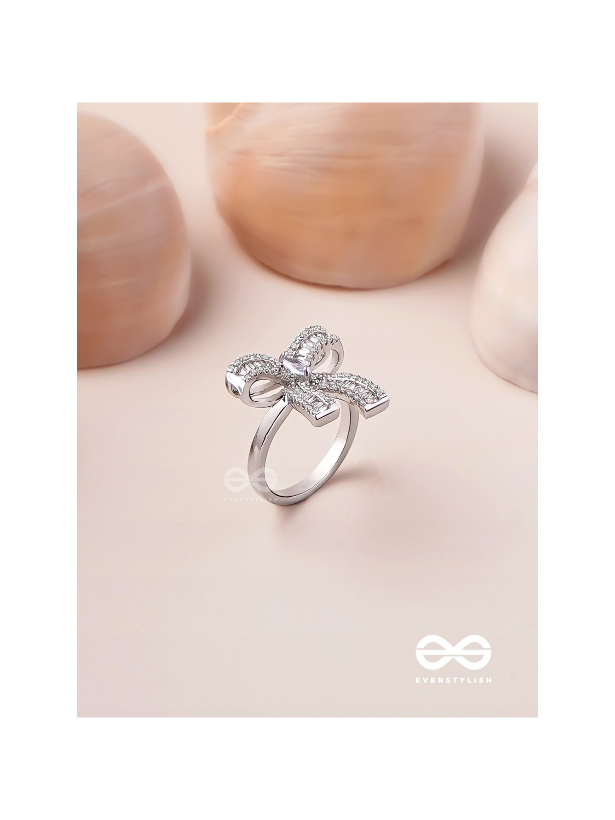 The Bow Beauty - Silver Cubic Zirconia Ring (Adjustable)