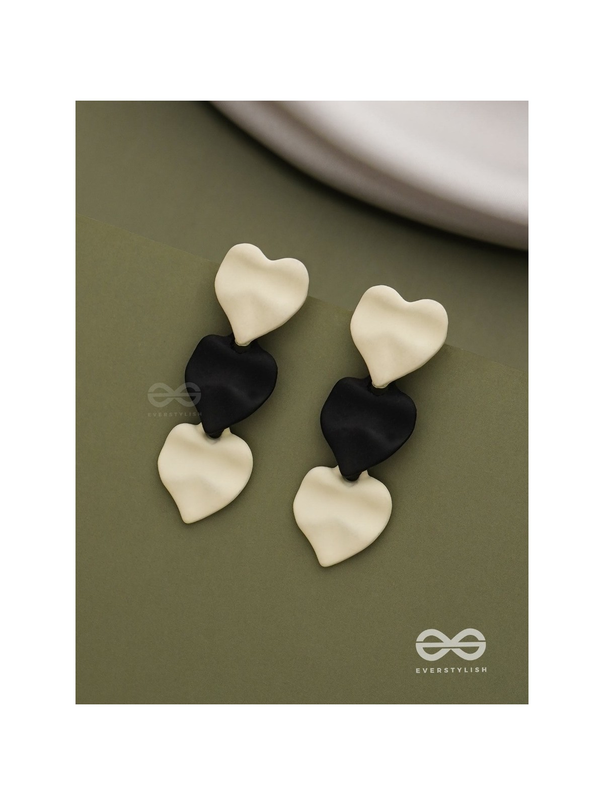 Yin Yang Hearts- Two-Tone Love Earrings