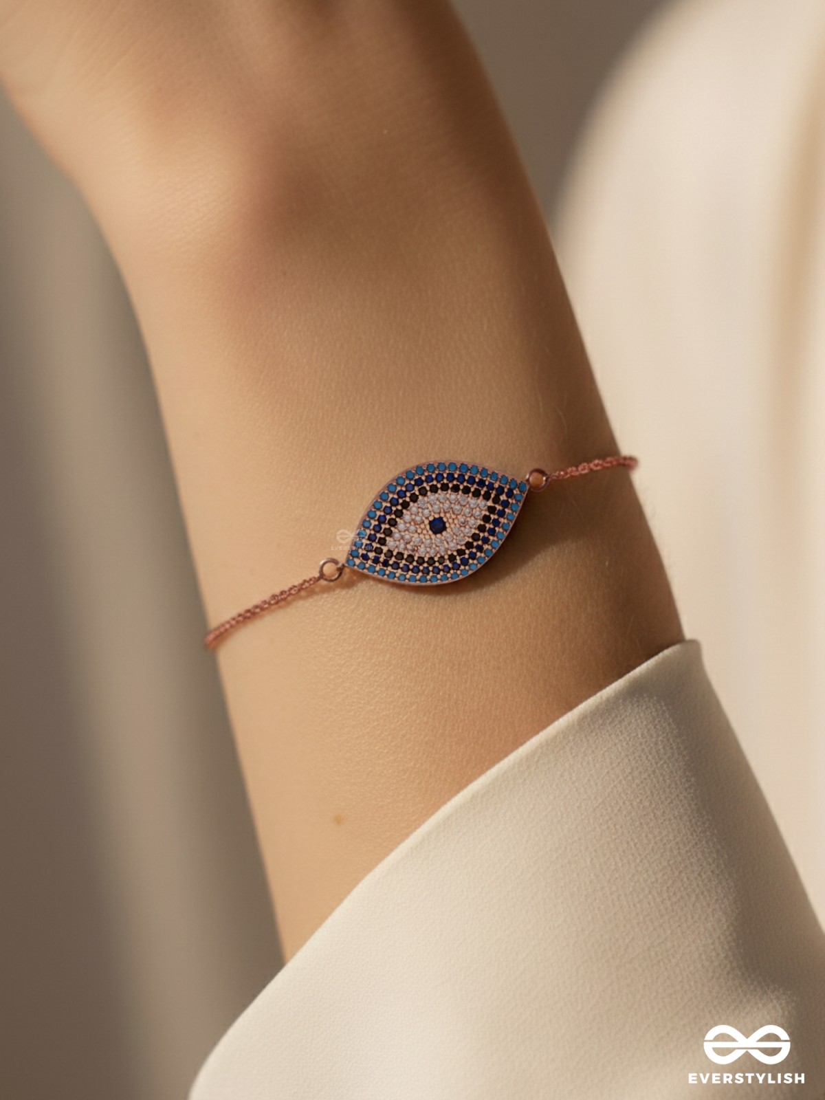 CELESTIAL VISION - 18K GOLD PLATED ANTI-TARNISH CHIC EVIL EYE BRACELET WITH CUBIC ZICRONIA STONES