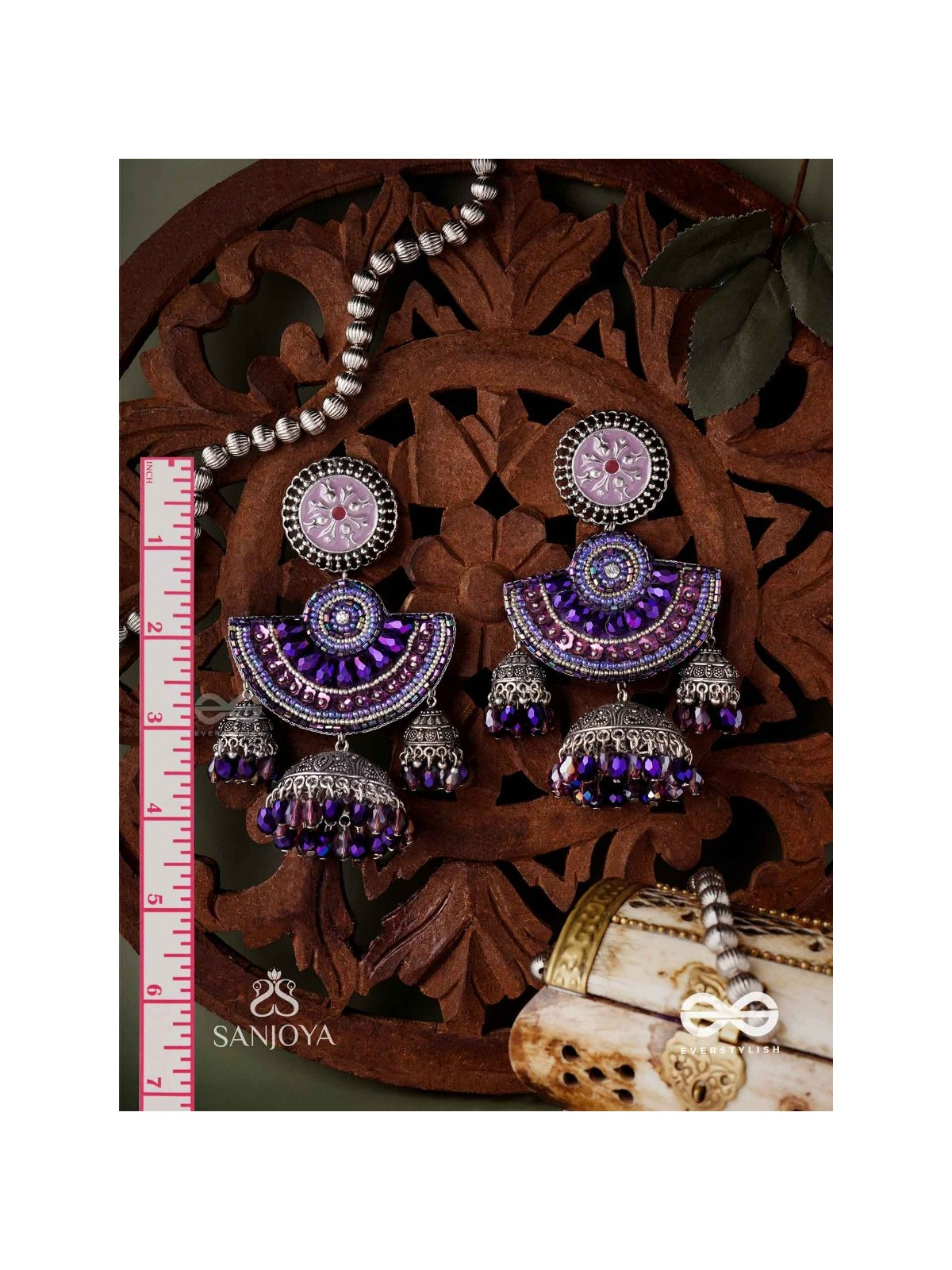 NEELASHREE- BLUE BEAUTY-HAND EMBROIDERED EARRINGS EMBELLISHED WITH GLASS BEADS AND CUTDANA WORK