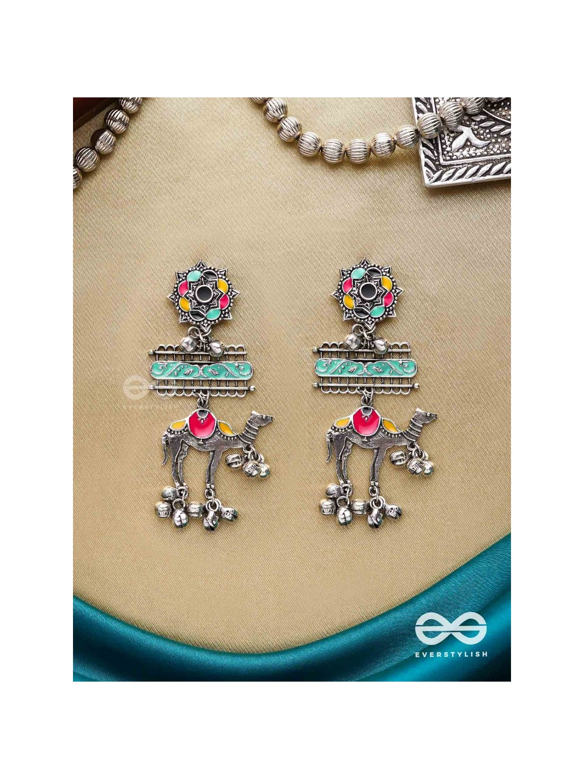 Camel’s Melody- Oxidized Camel motif earrings