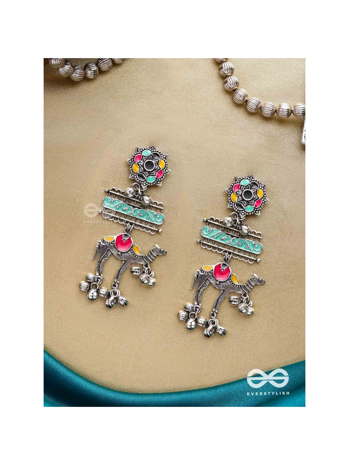 Camel’s Melody- Oxidized Camel motif earrings