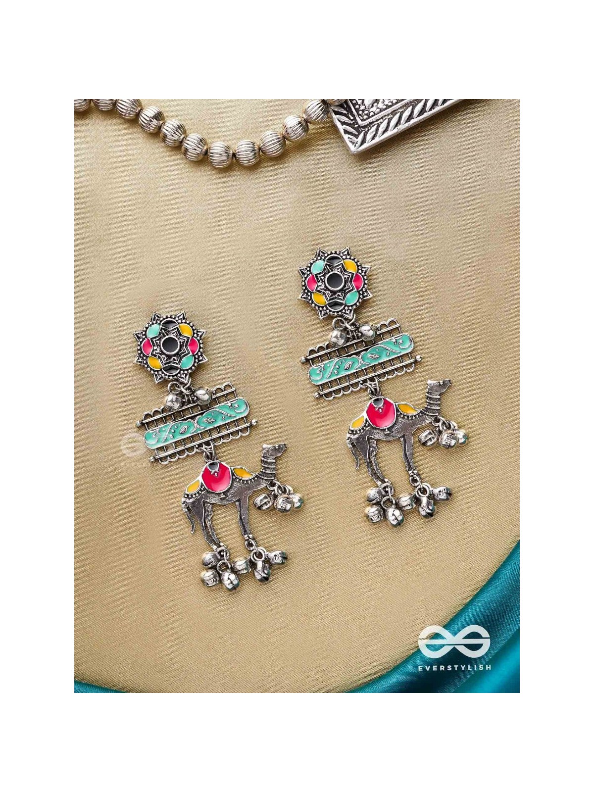 Camel’s Melody- Oxidized Camel motif earrings