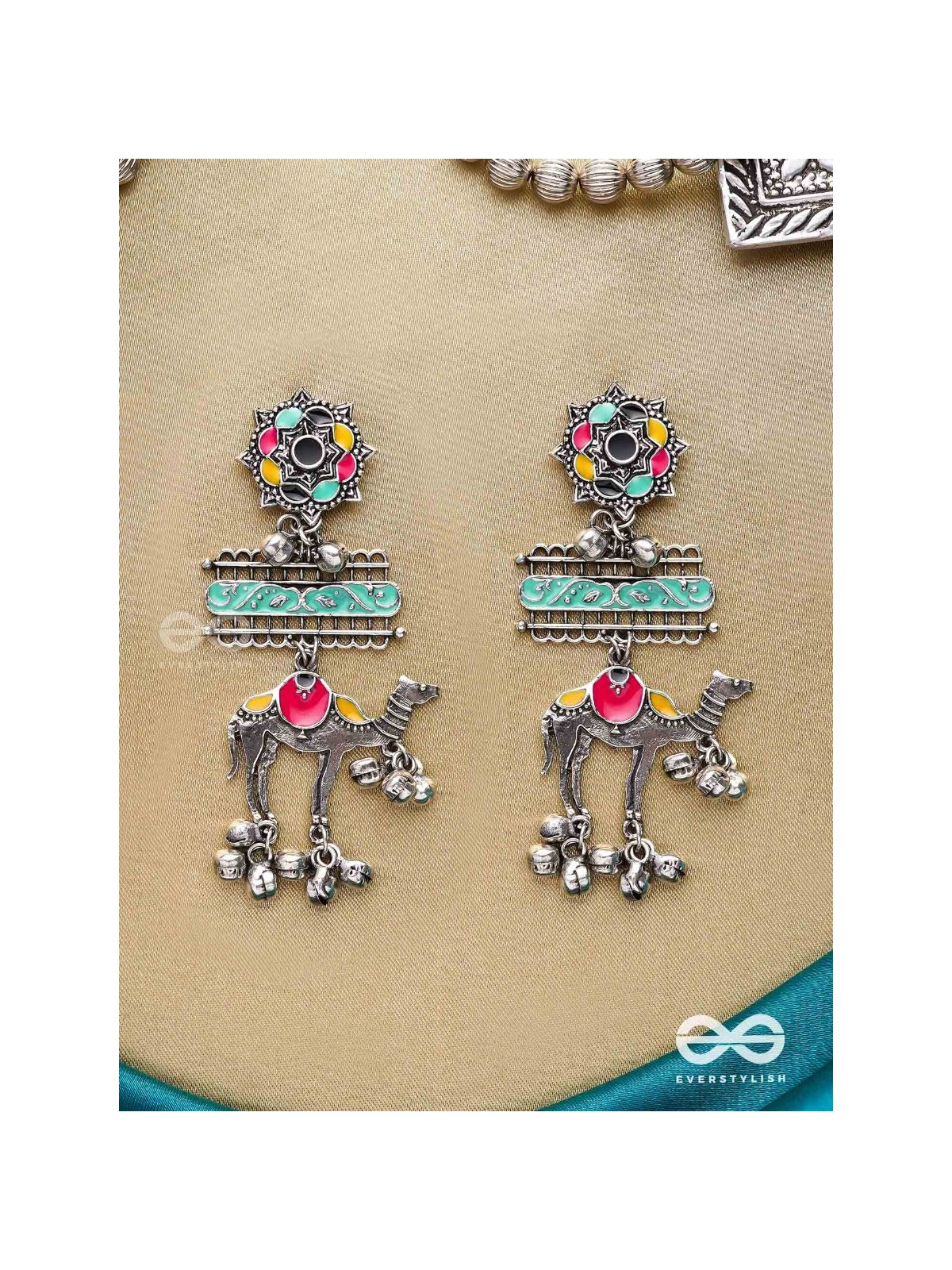 Camel’s Melody- Oxidized Camel motif earrings