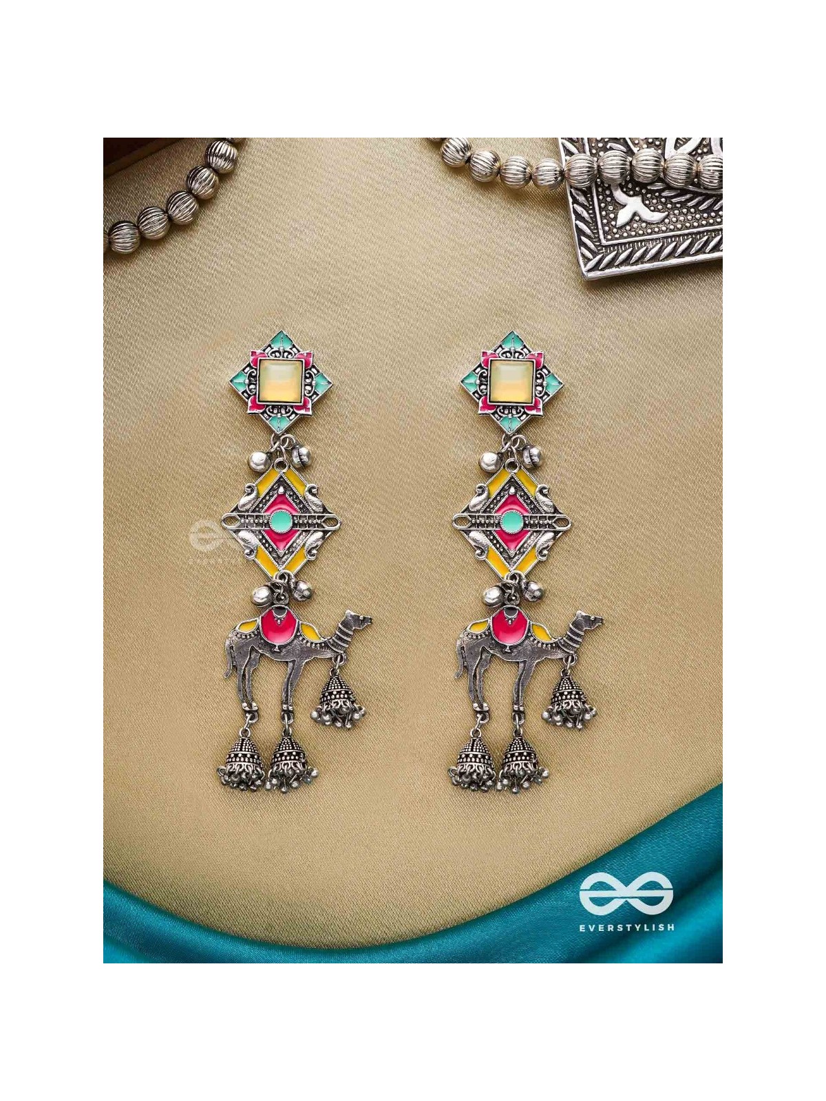 Camel's Charm- Three- Layered oxidized earrings