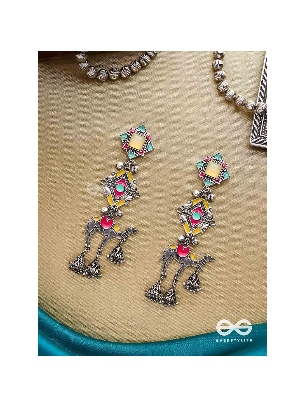 Camel's Charm- Three- Layered oxidized earrings