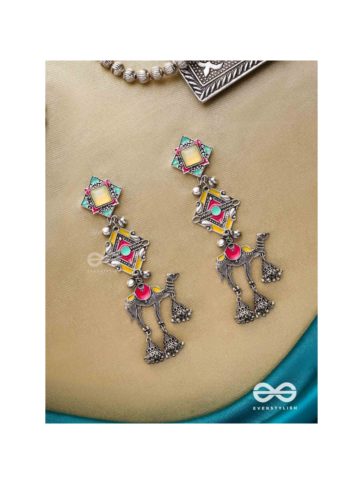Camel's Charm- Three- Layered oxidized earrings