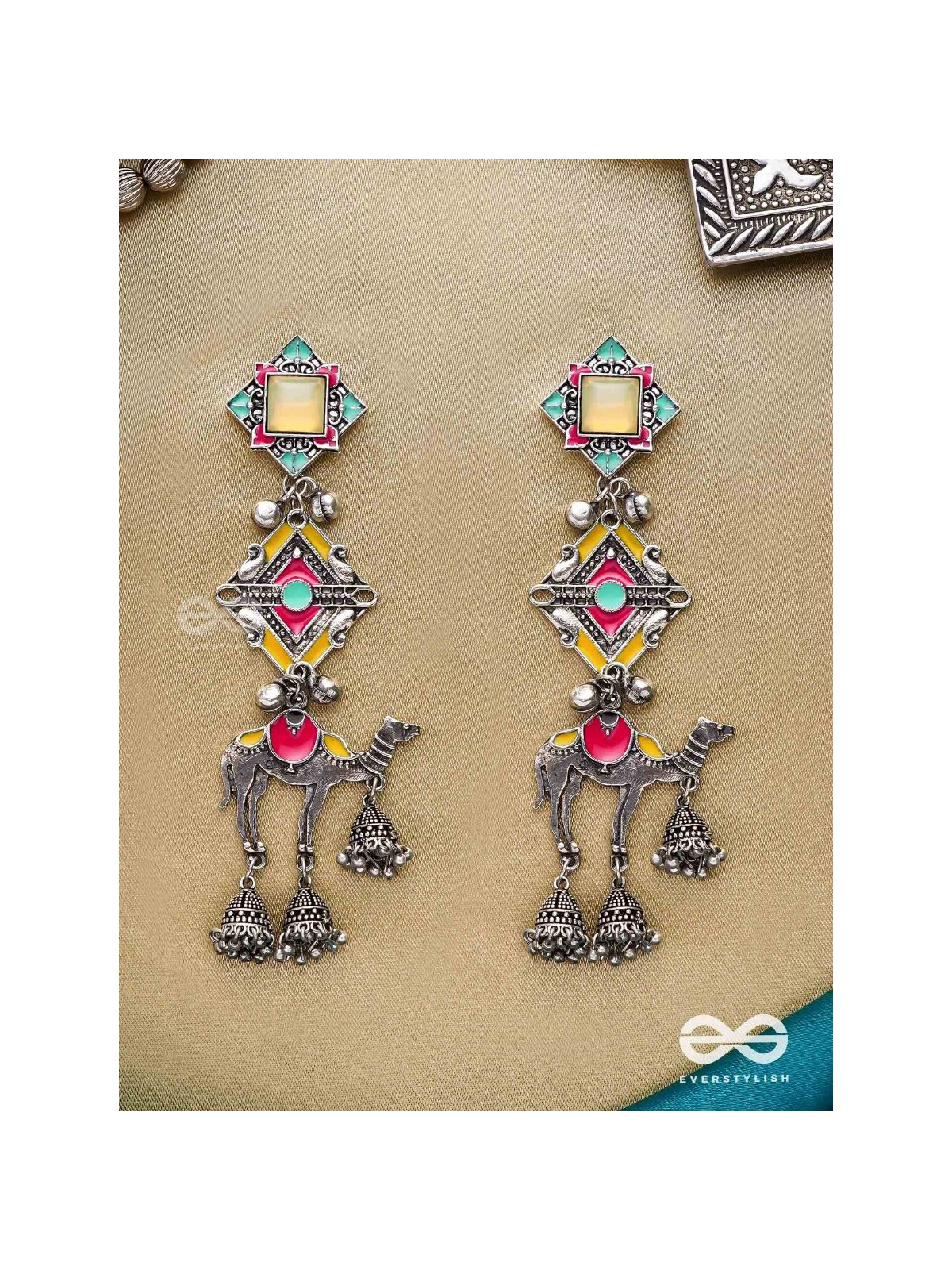 Camel's Charm- Three- Layered oxidized earrings