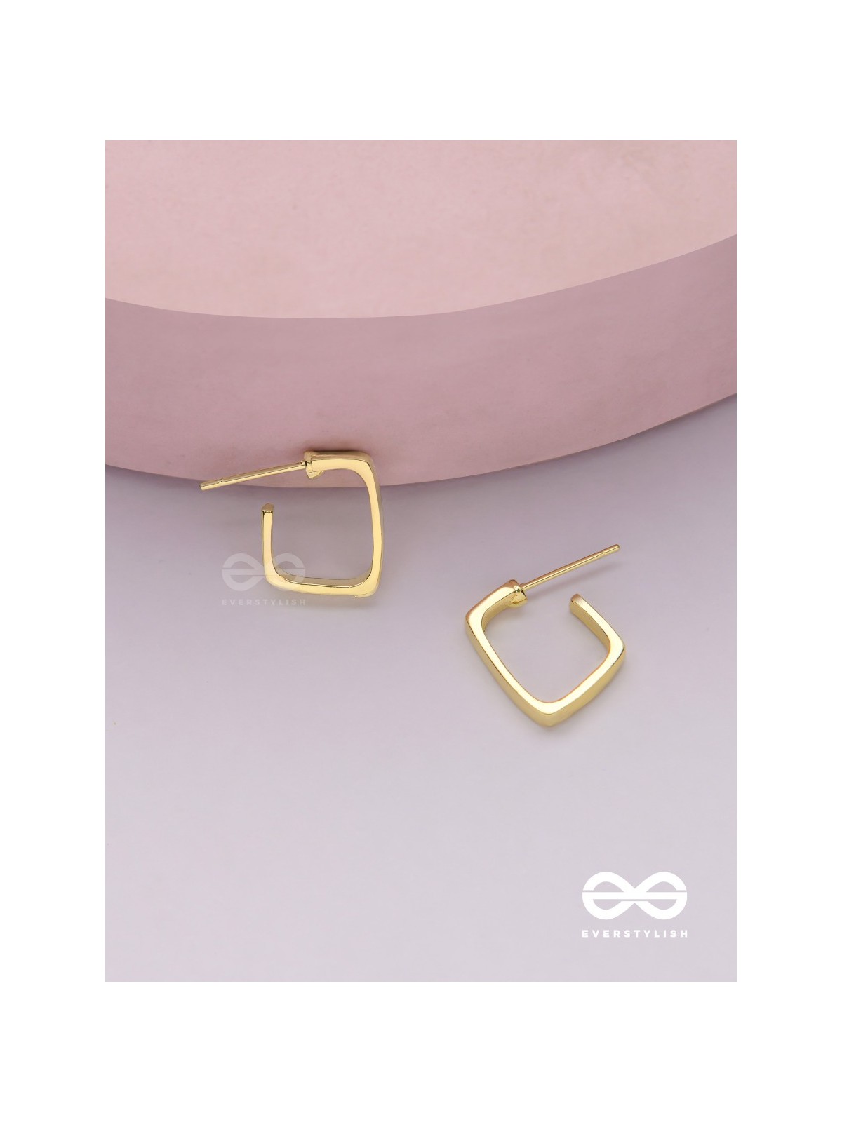 Golden glimmer- Golden colored rectangular  hoop earrings 