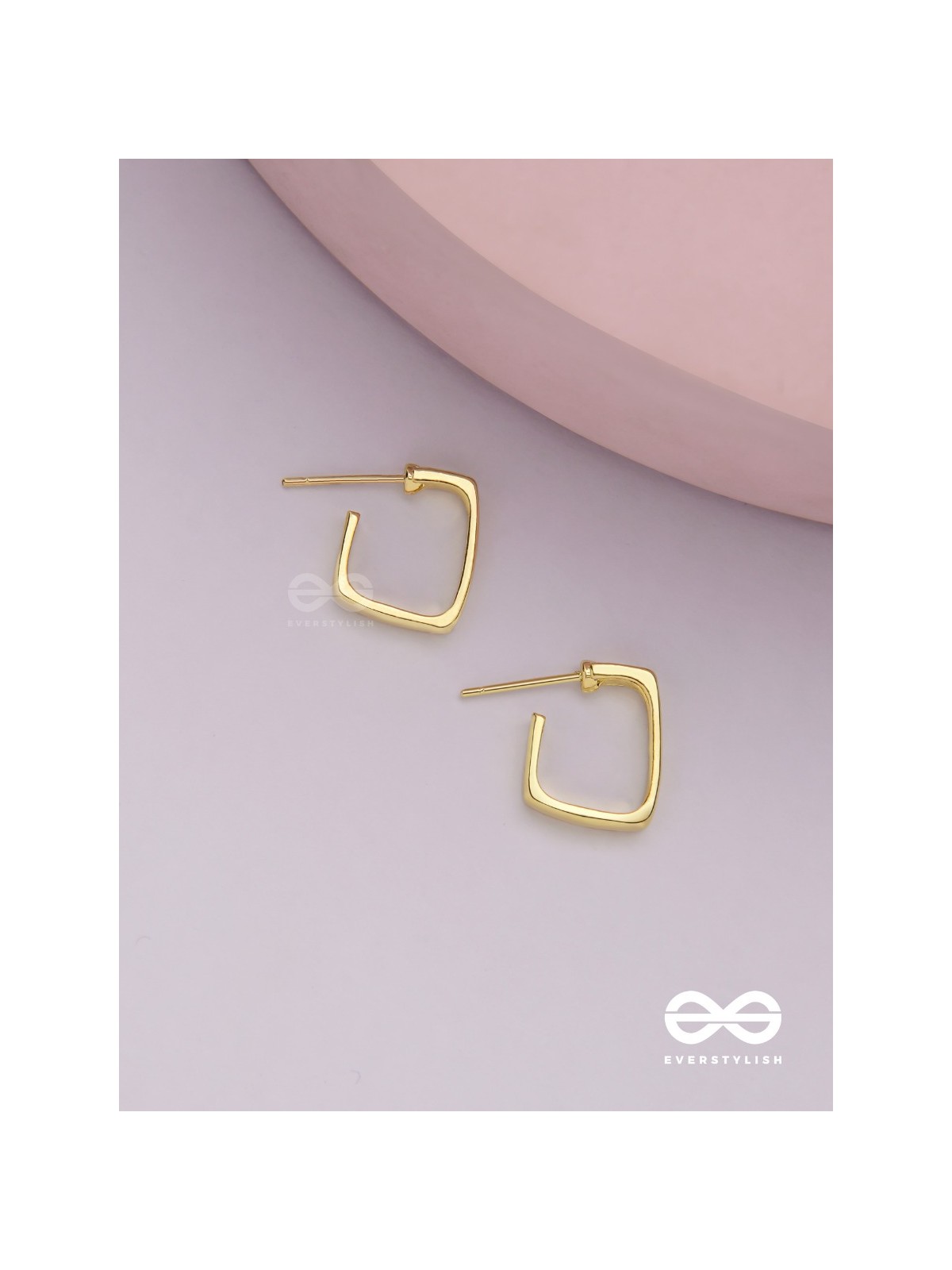Golden glimmer- Golden colored rectangular  hoop earrings 