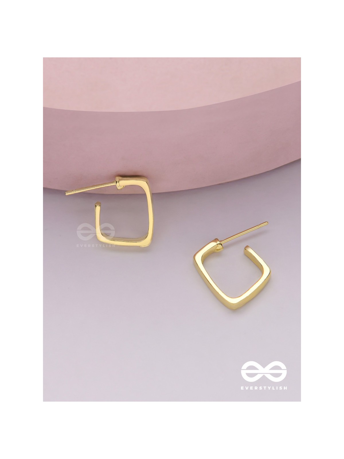 Golden glimmer- Golden colored rectangular  hoop earrings 