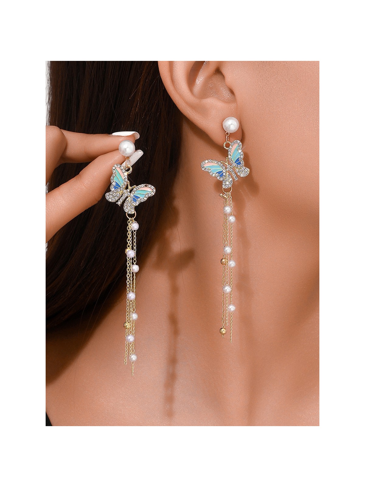 Serene Seabreeze - Dangling butterfly aqua earrings 