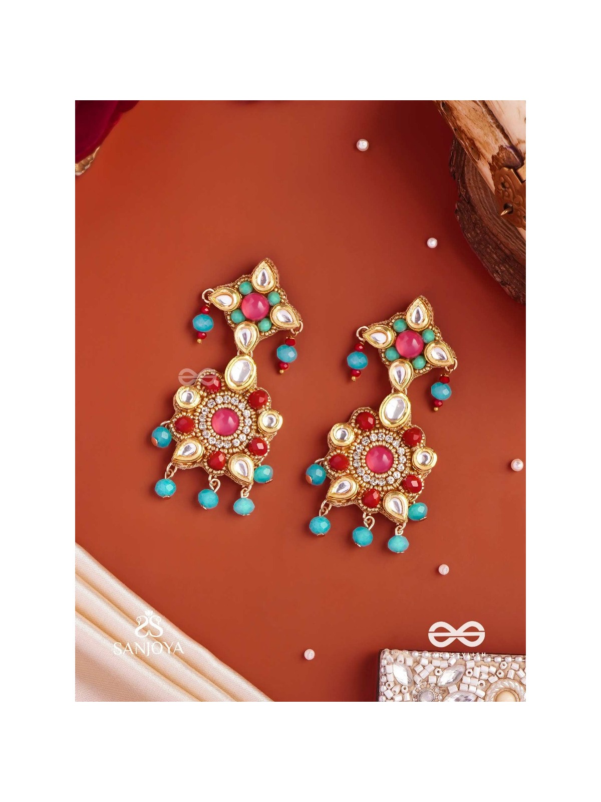 RANG TARANGINI – JAHNVI KAPOOR INSPIRED EARRINGS WITH COLORFUL BEADS, STONES, PEARLS AND INTRICATE DESIGN