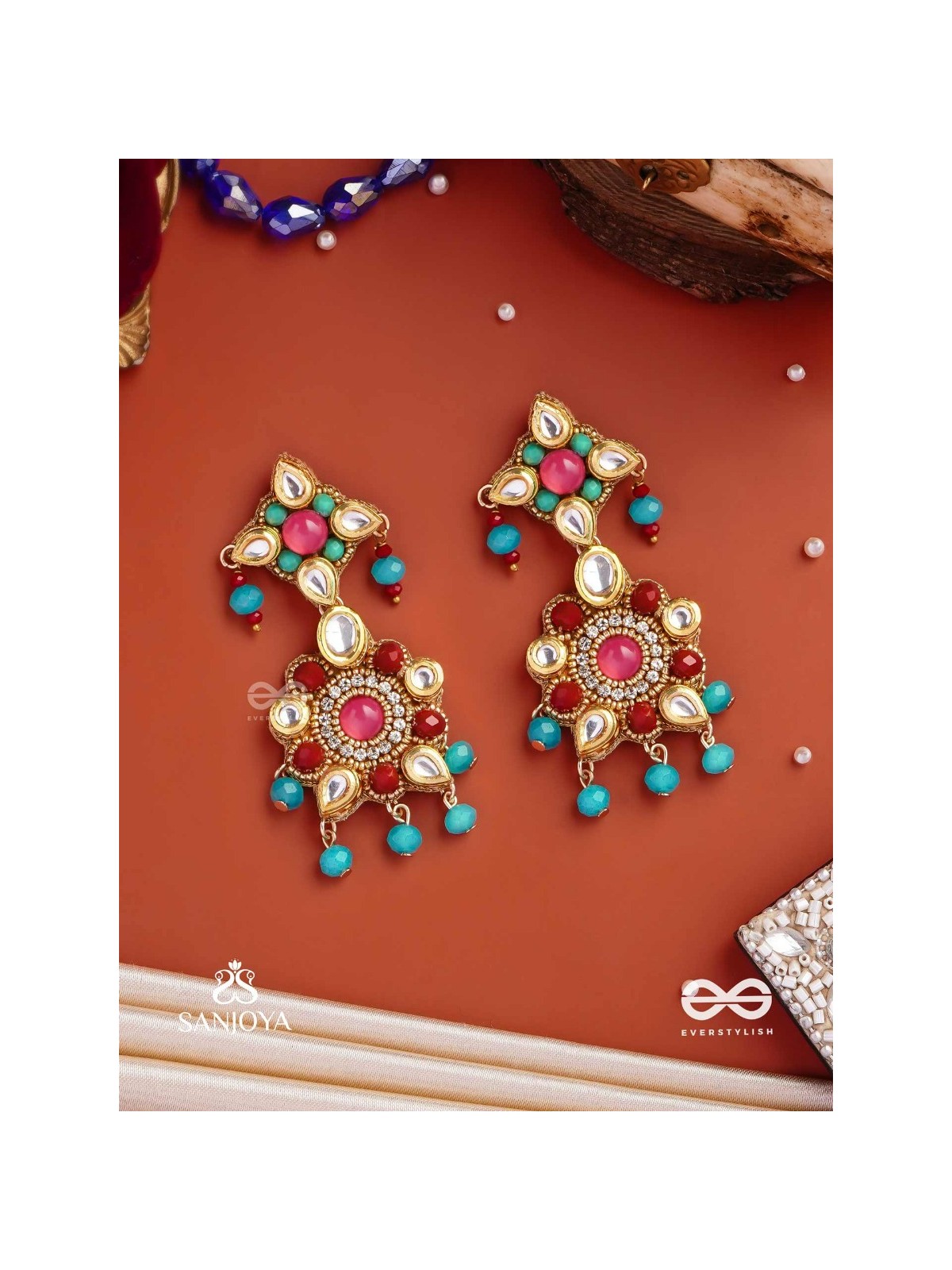 RANG TARANGINI – JAHNVI KAPOOR INSPIRED EARRINGS WITH COLORFUL BEADS, STONES, PEARLS AND INTRICATE DESIGN