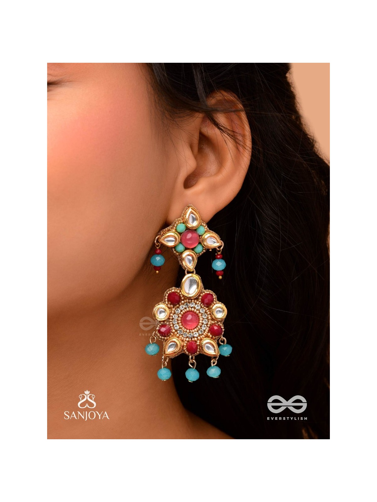 RANG TARANGINI – JAHNVI KAPOOR INSPIRED EARRINGS WITH COLORFUL BEADS, STONES, PEARLS AND INTRICATE DESIGN