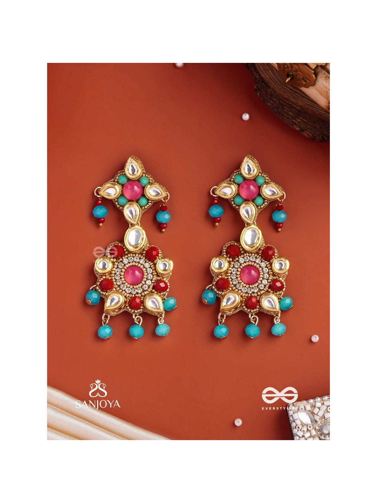 RANG TARANGINI – JAHNVI KAPOOR INSPIRED EARRINGS WITH COLORFUL BEADS, STONES, PEARLS AND INTRICATE DESIGN