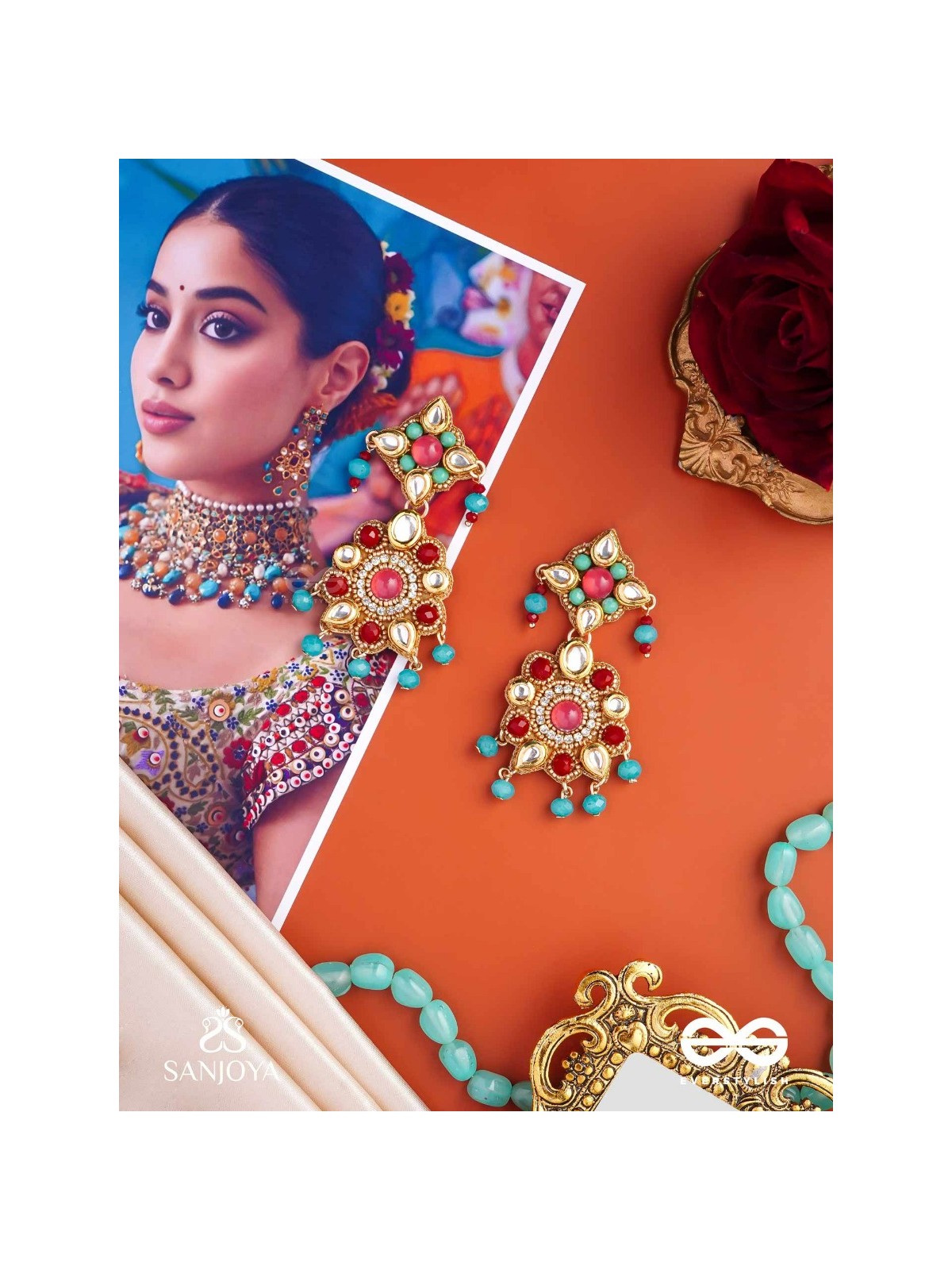 RANG TARANGINI – JAHNVI KAPOOR INSPIRED EARRINGS WITH COLORFUL BEADS, STONES, PEARLS AND INTRICATE DESIGN