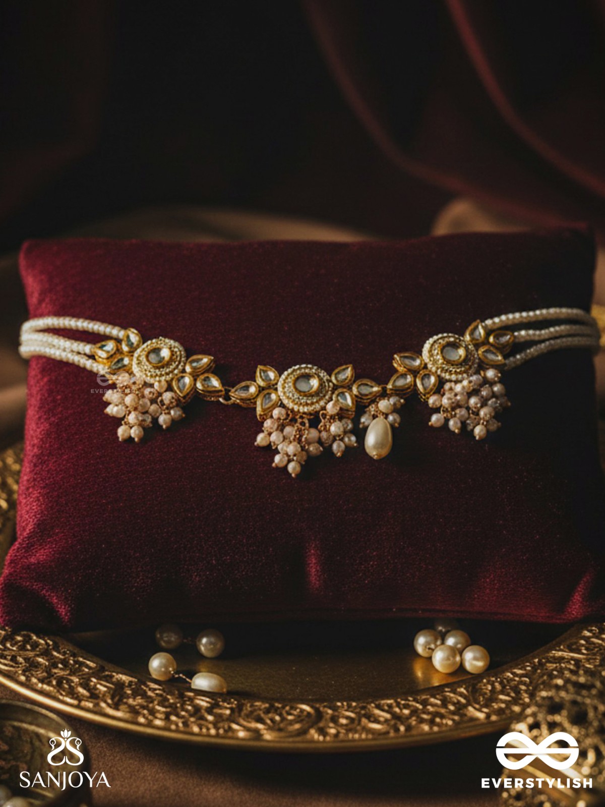 KANAKA MRIDULA – GOLDEN GRACE A BEAUTIFUL KUNDAN NECKLACE WITH FLORAL DESIGNS AND PEARLS