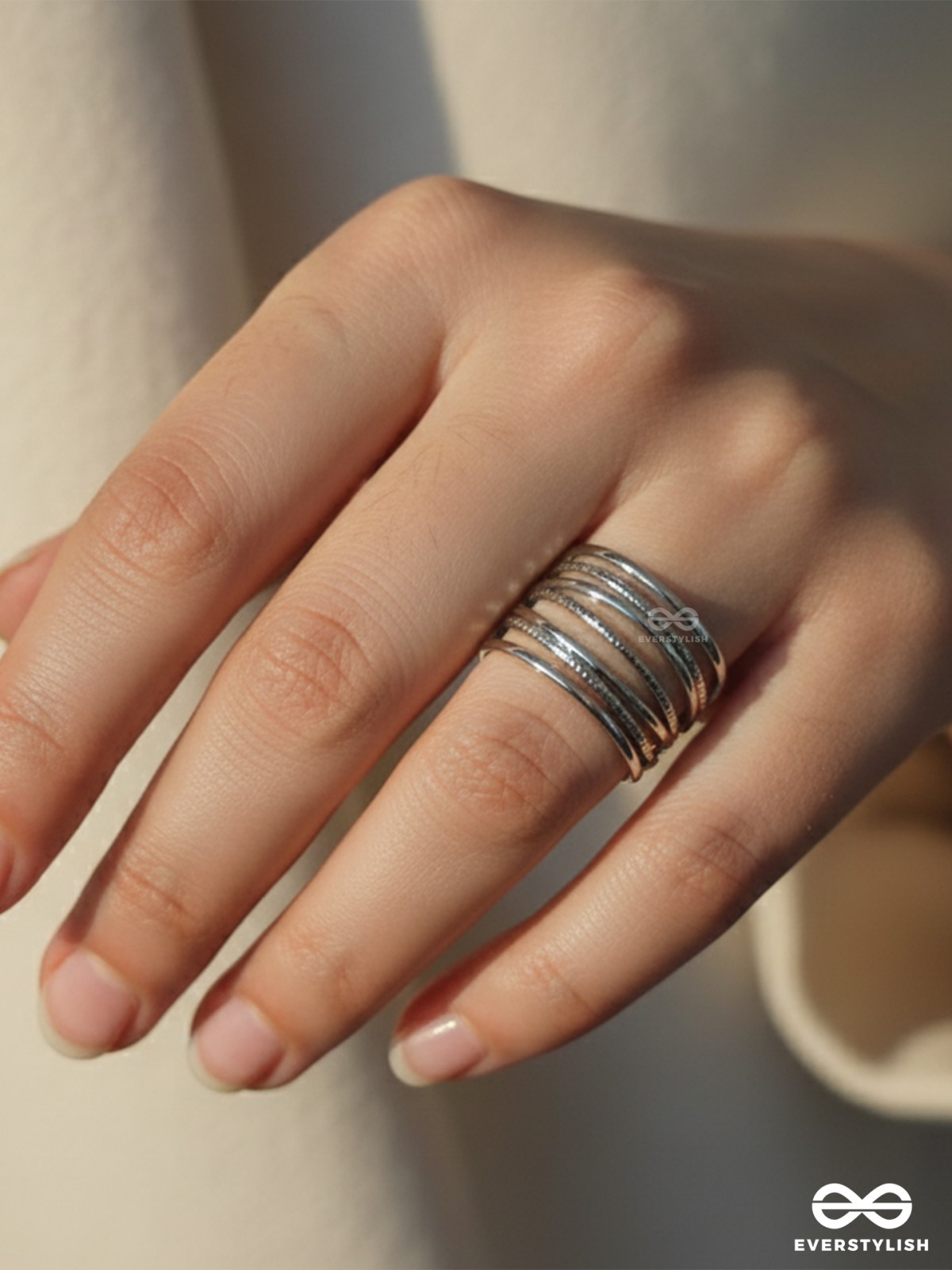 REALM OF INFINITY - STAINLESS STEEL SILVER PLATED HYPOALLERGENIC AND ANTI-TARNISH RING