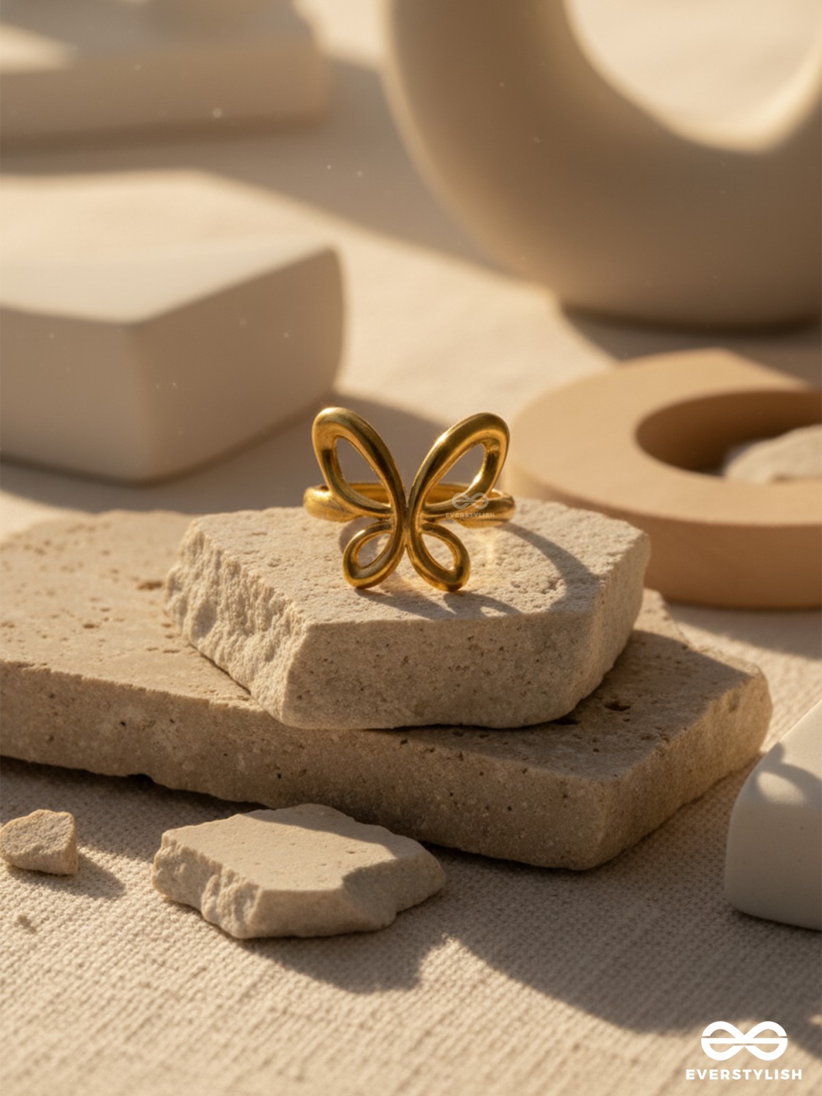 BUTTERFLY BLISS - GOLDEN STAINLESS STEEL ANTI-TARNISH RING