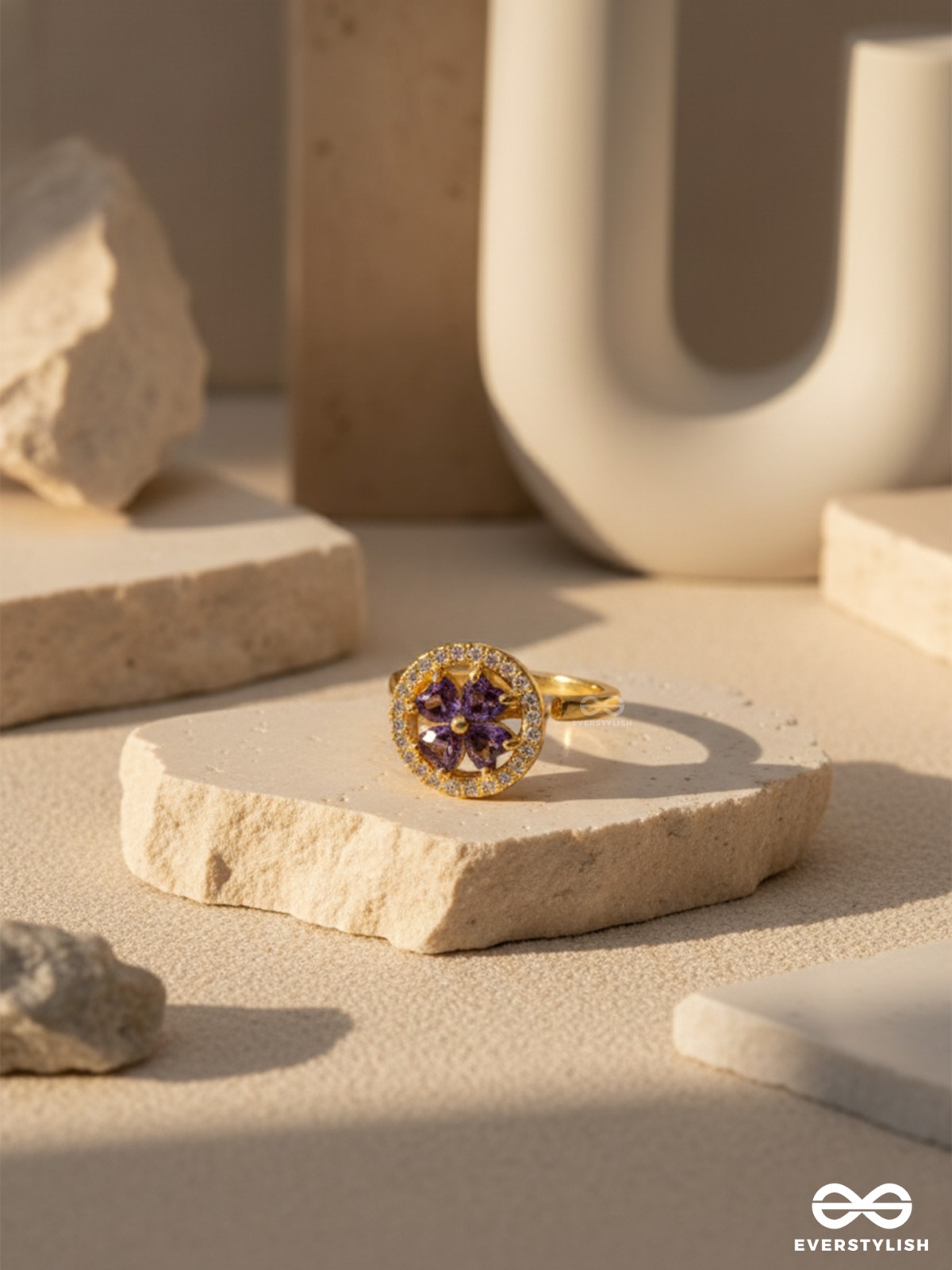 MAGICAL MYSTERY -  ANXIETY SPINNING RING INLAID WITH CUBIC ZICRONIA STONES