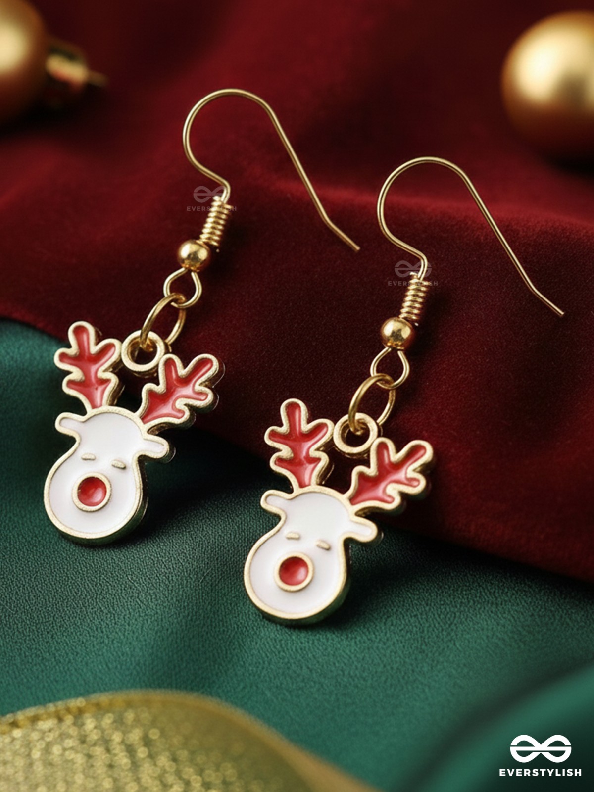 MERRY ANTLERS - CHRISTMAS INSPIRED REINDEER EARRINGS WITH ENAMEL