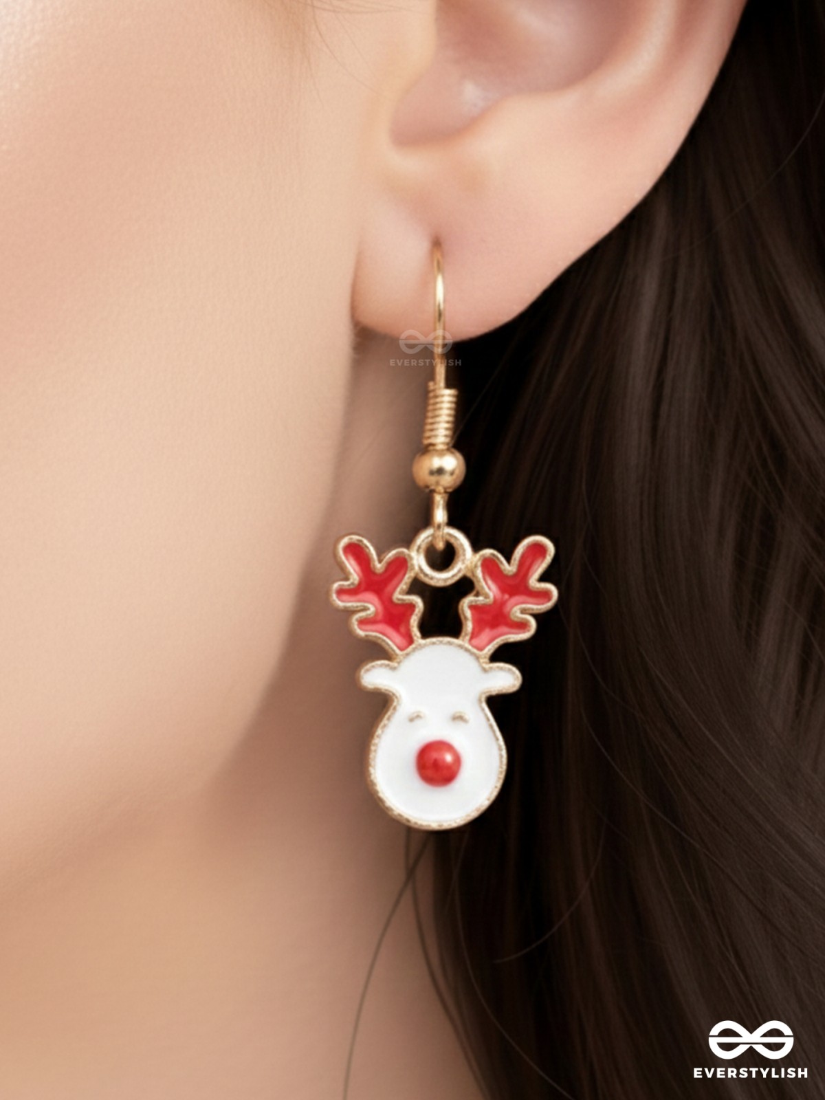 MERRY ANTLERS - CHRISTMAS INSPIRED REINDEER EARRINGS WITH ENAMEL