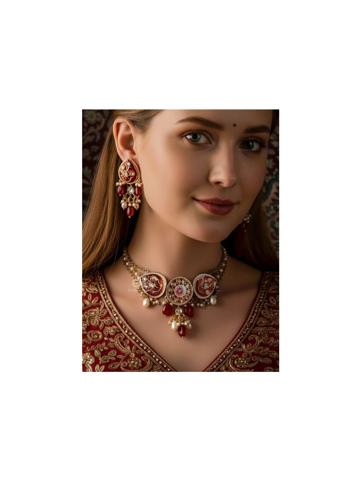 ARUNAMUKHI- FACE OF THE RED SUN - HANDMADE KUNDAN SET WITH NECKLACE AND EARRINGS 
