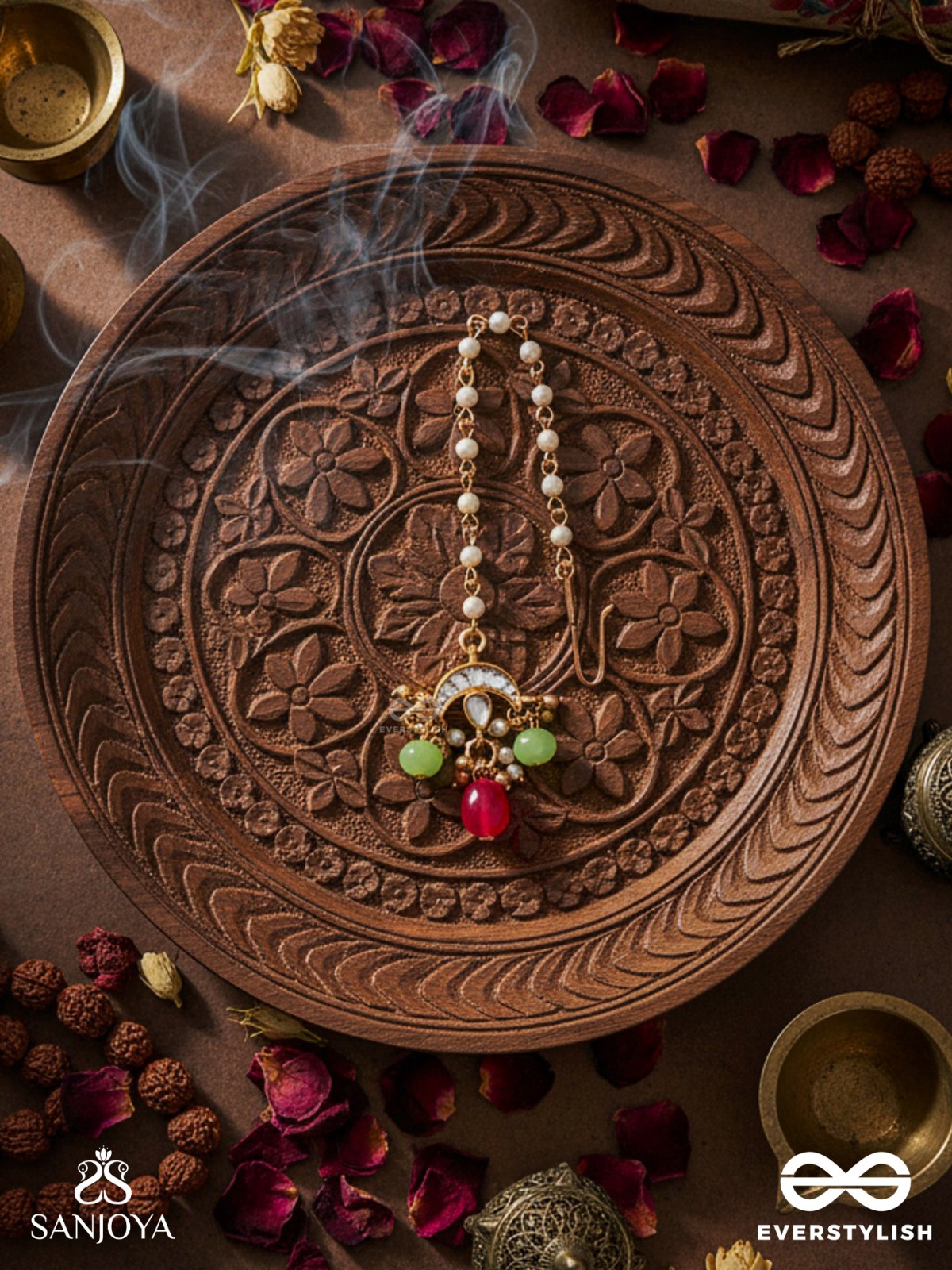 TARUNYA - YOUTHFUL CHARM - ELEGANT KUNDAN MAANGTIKA WITH ENAMEL ACCENTS AND COLORFUL BEADS