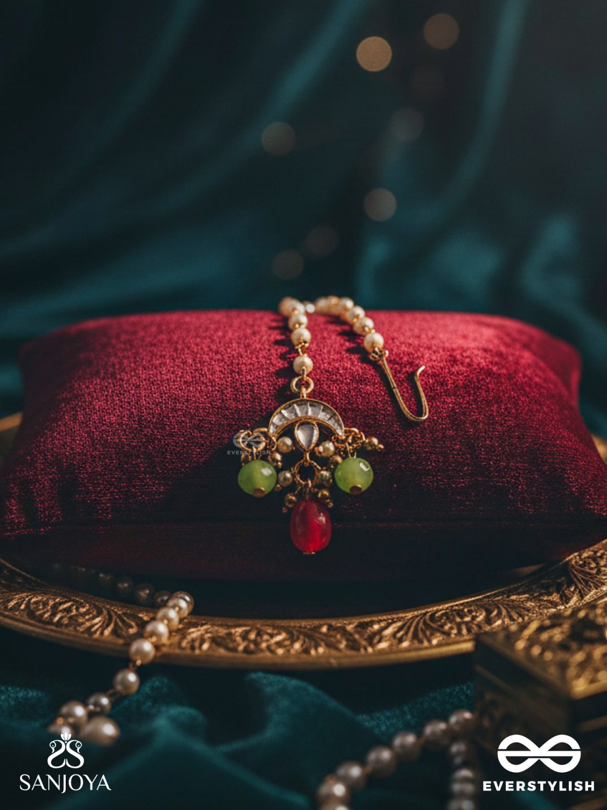 TARUNYA - YOUTHFUL CHARM - ELEGANT KUNDAN MAANGTIKA WITH ENAMEL ACCENTS AND COLORFUL BEADS