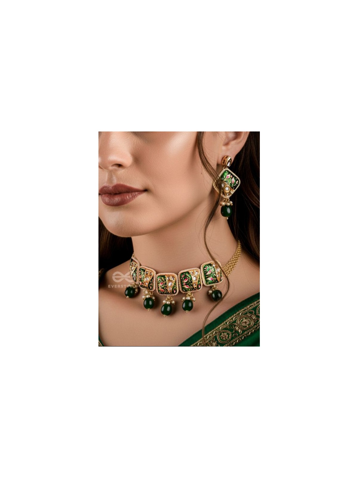 VANASHREE - QUEEN OF THE FOREST- HANDMADE KUNDAN SET WITH NECKLACE AND EARRINGS 