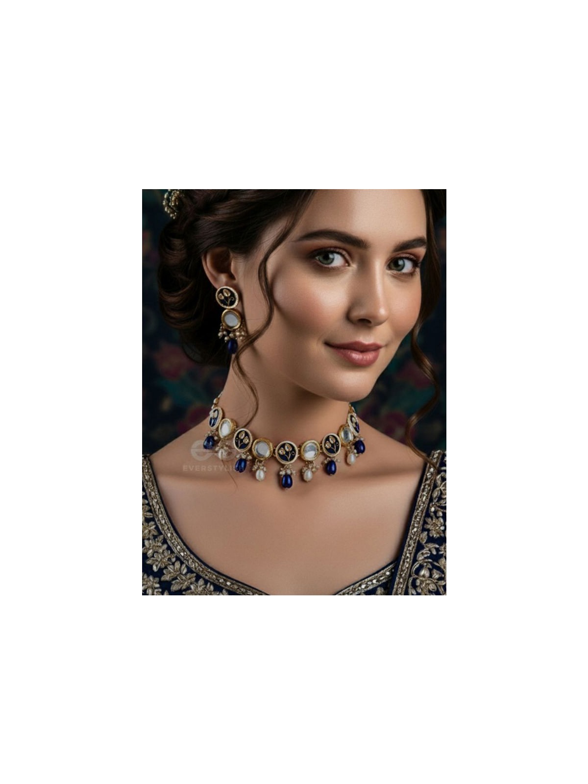 SHITALA - COOL AND CALM-  HANDMADE KUNDAN SET WITH NECKLACE AND EARRINGS 