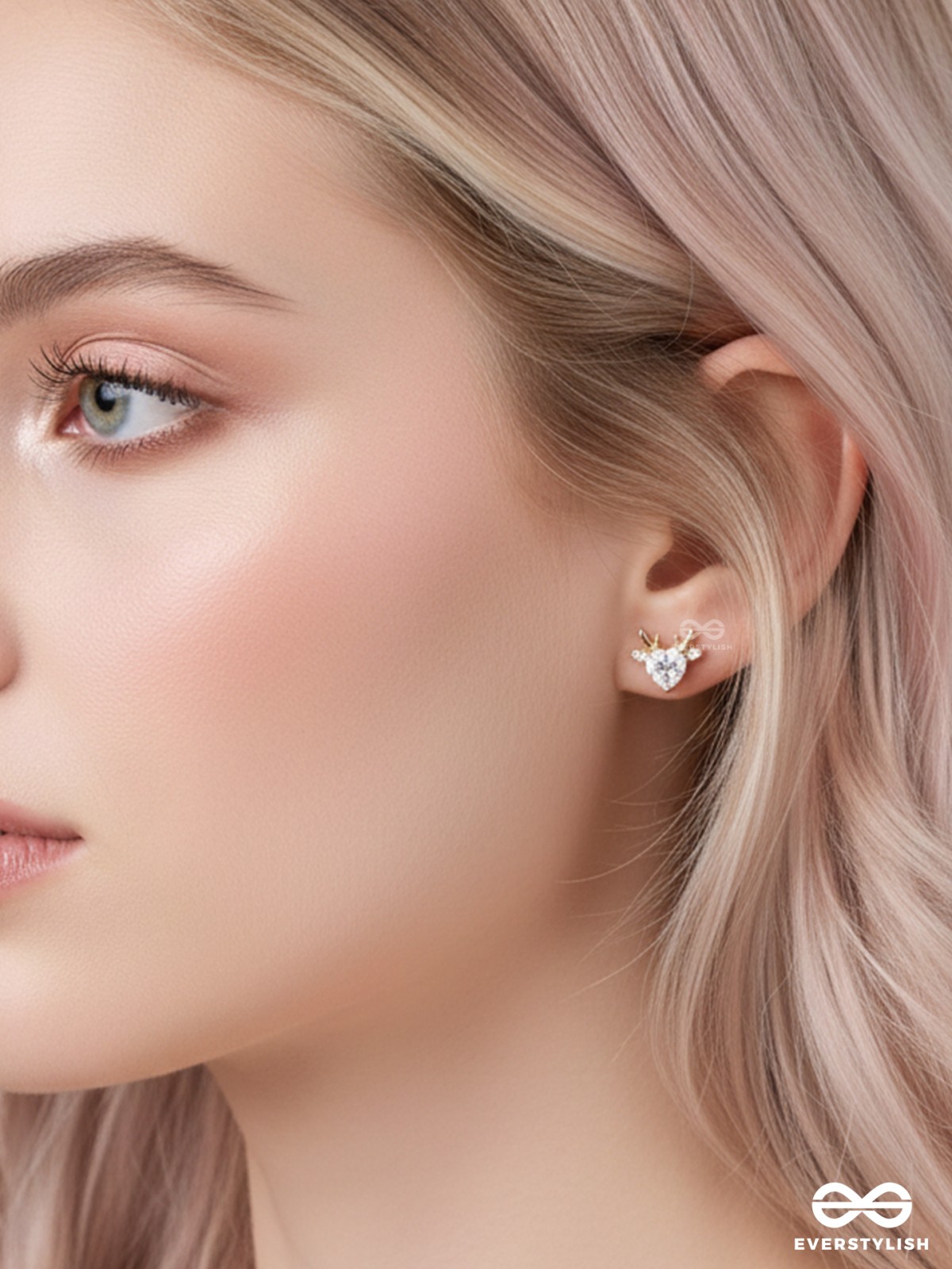LUMINOUS FAWN - DAINTY HEART GEM DEER STUDS