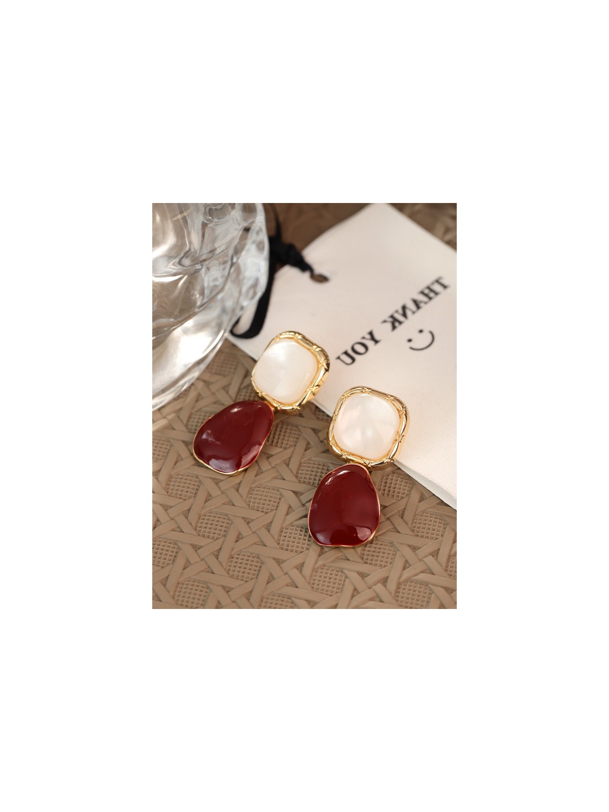 SCARLET LUSTRE- CLASSY DUAL-TONE DROP EARRINGS